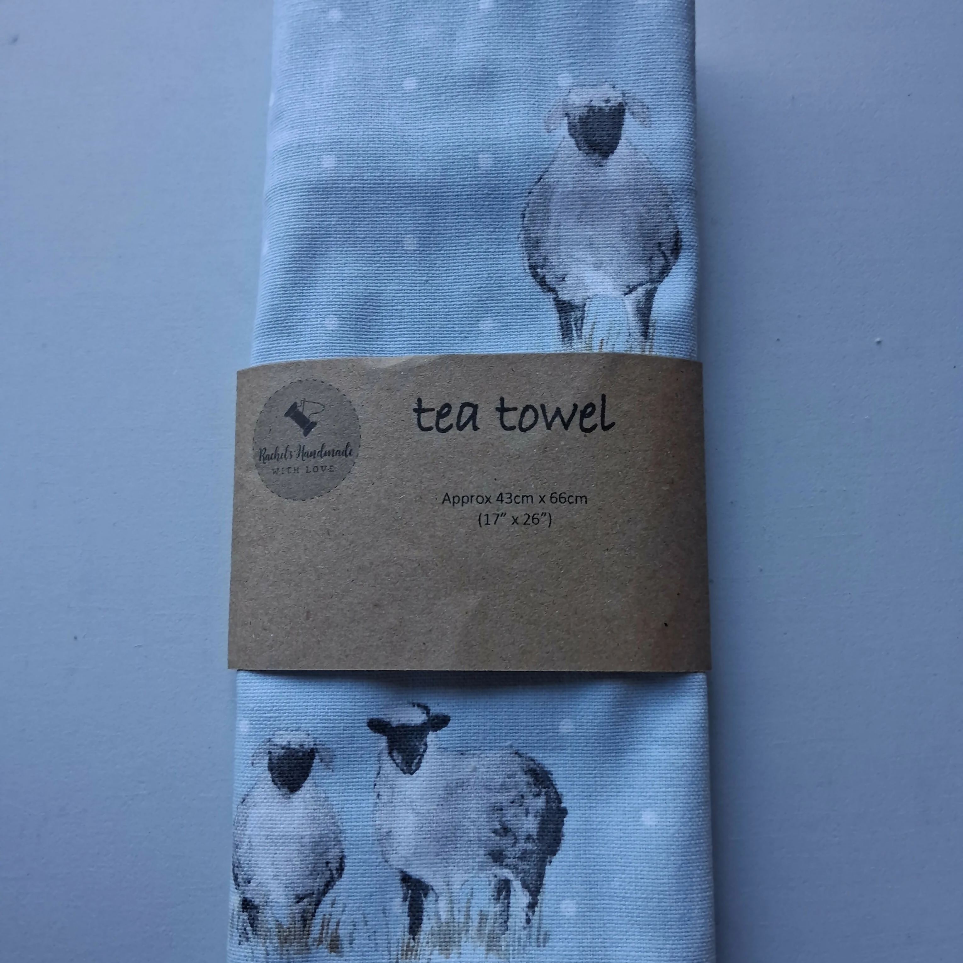 Handmade Tea Towel in Greensheep Print