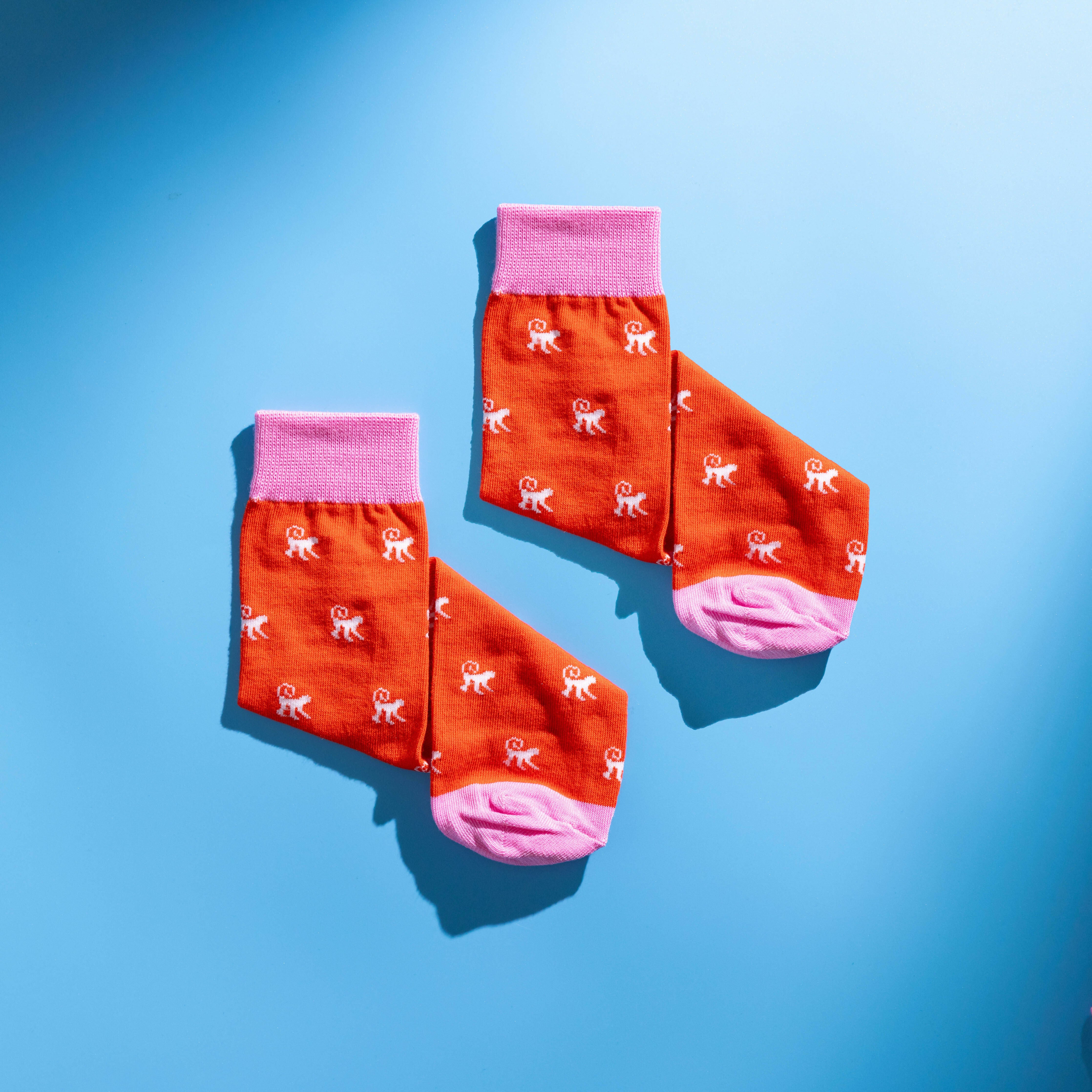 Persona White Monkey Pattern Egyptian Cotton Men's Socks | UK 6.5 - 11