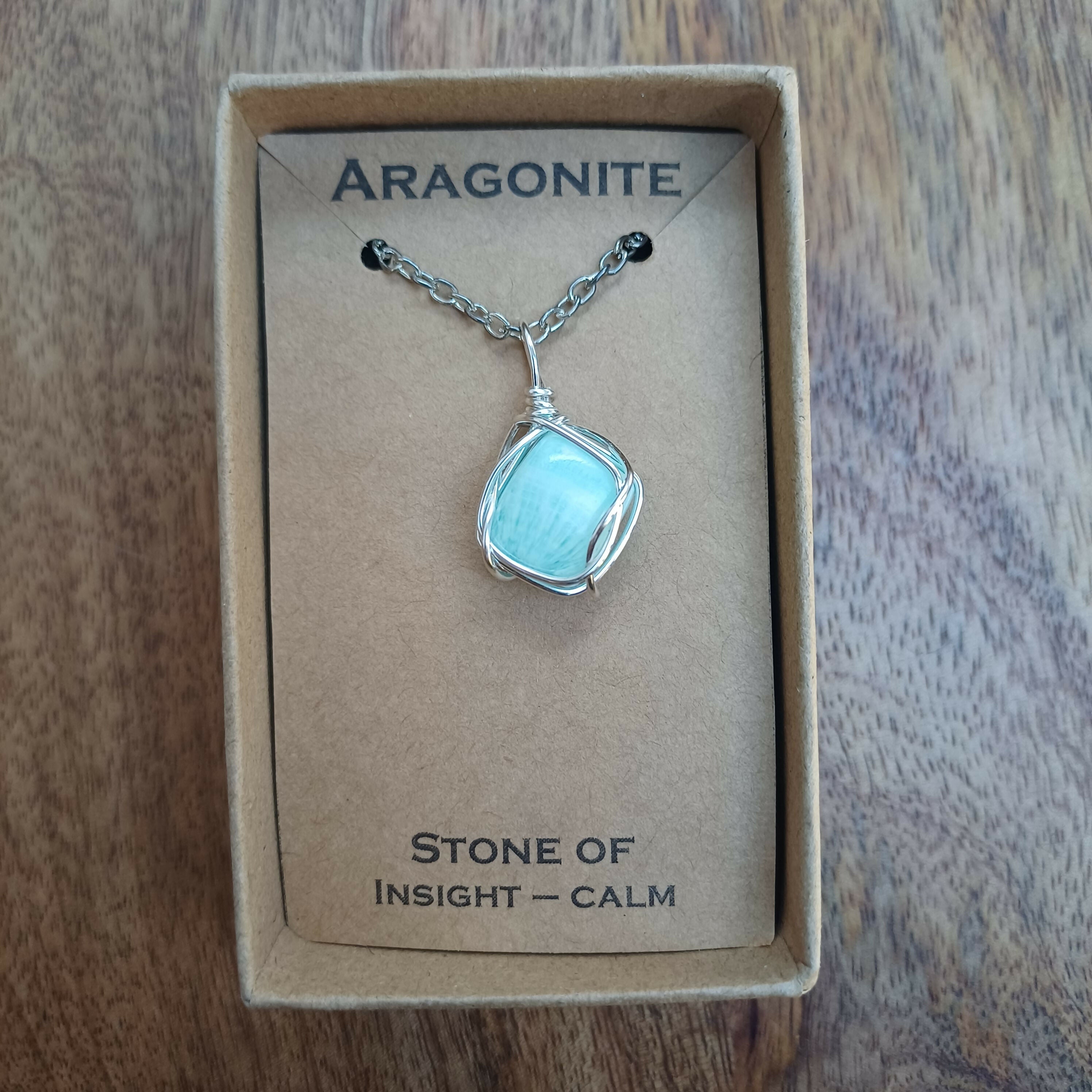 Aragonite Wire Wrapped Pendant