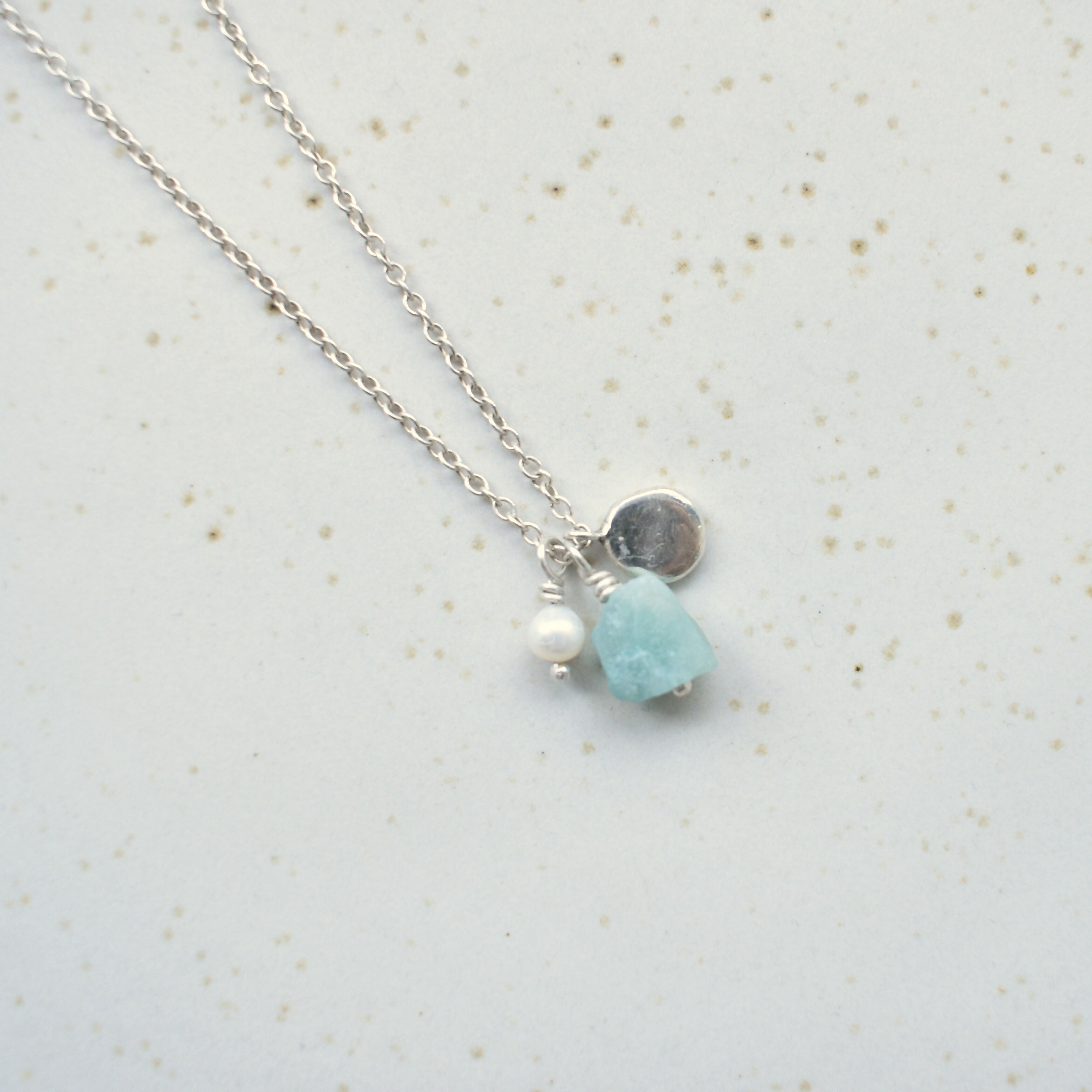 Sterling Silver, Amazonite And Freshwater Pearl Necklace