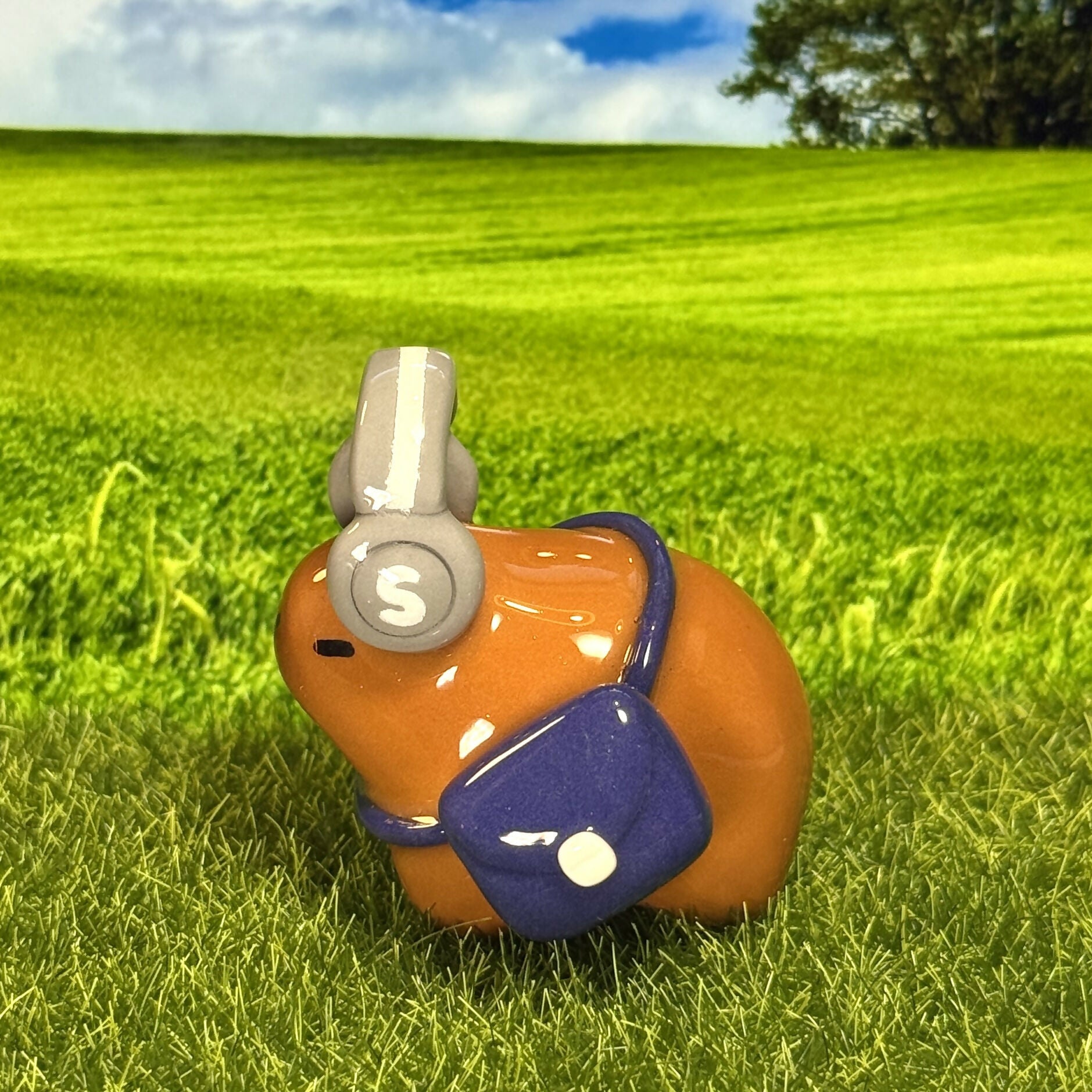 Cool Capybara With Headphone Figure