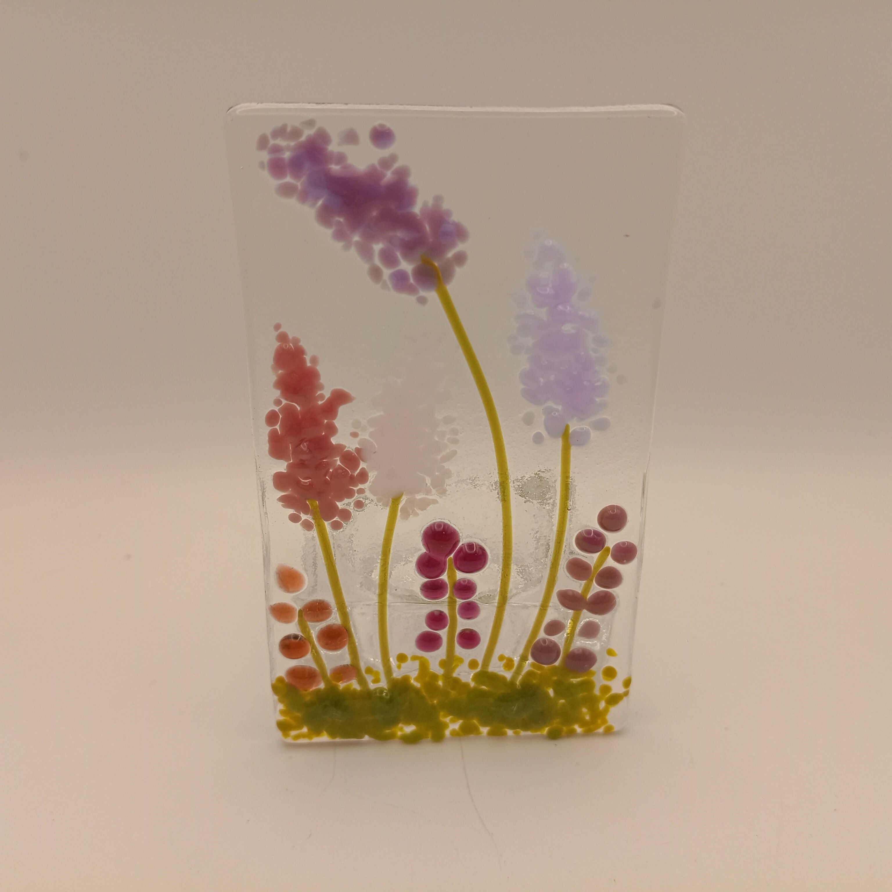 Fused Glass Pink Flower Tealight