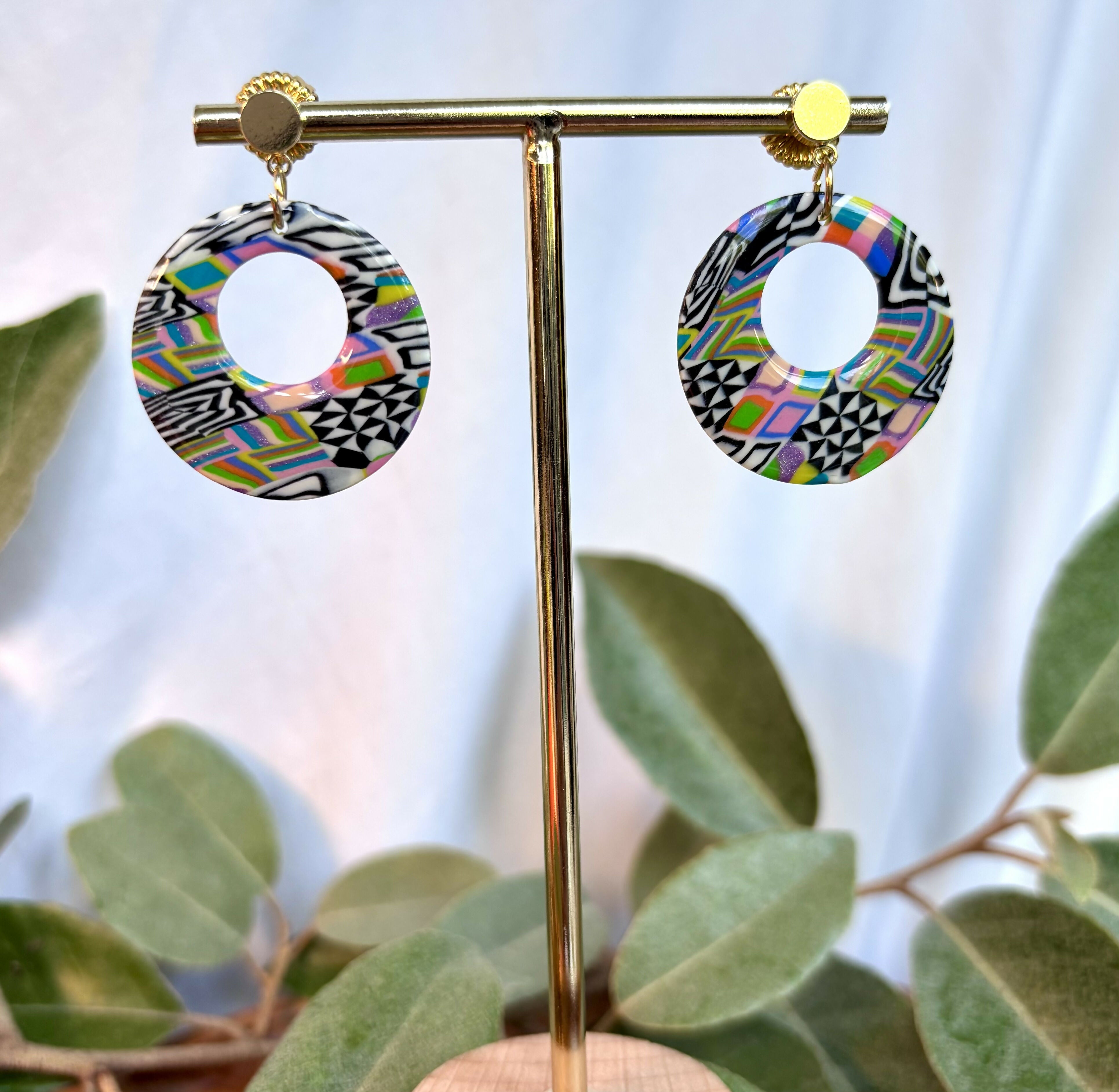 Funky Pattern Collection - Round Polymer Clay Earrings
