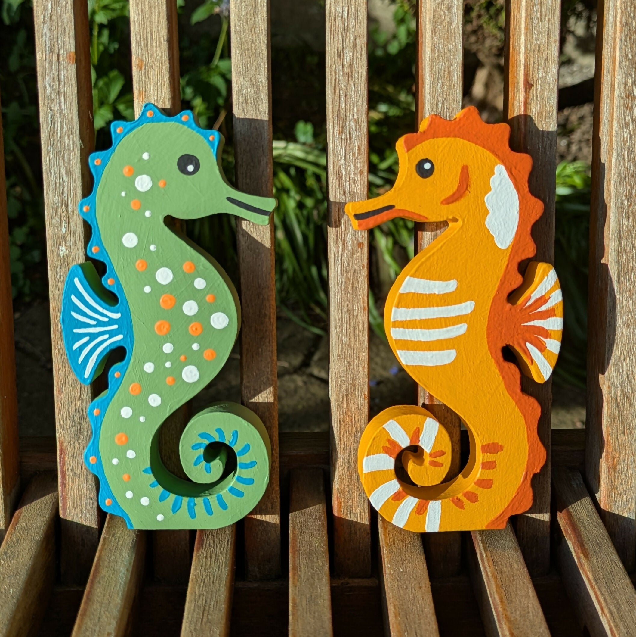 Hand Painted Wooden Seahorse