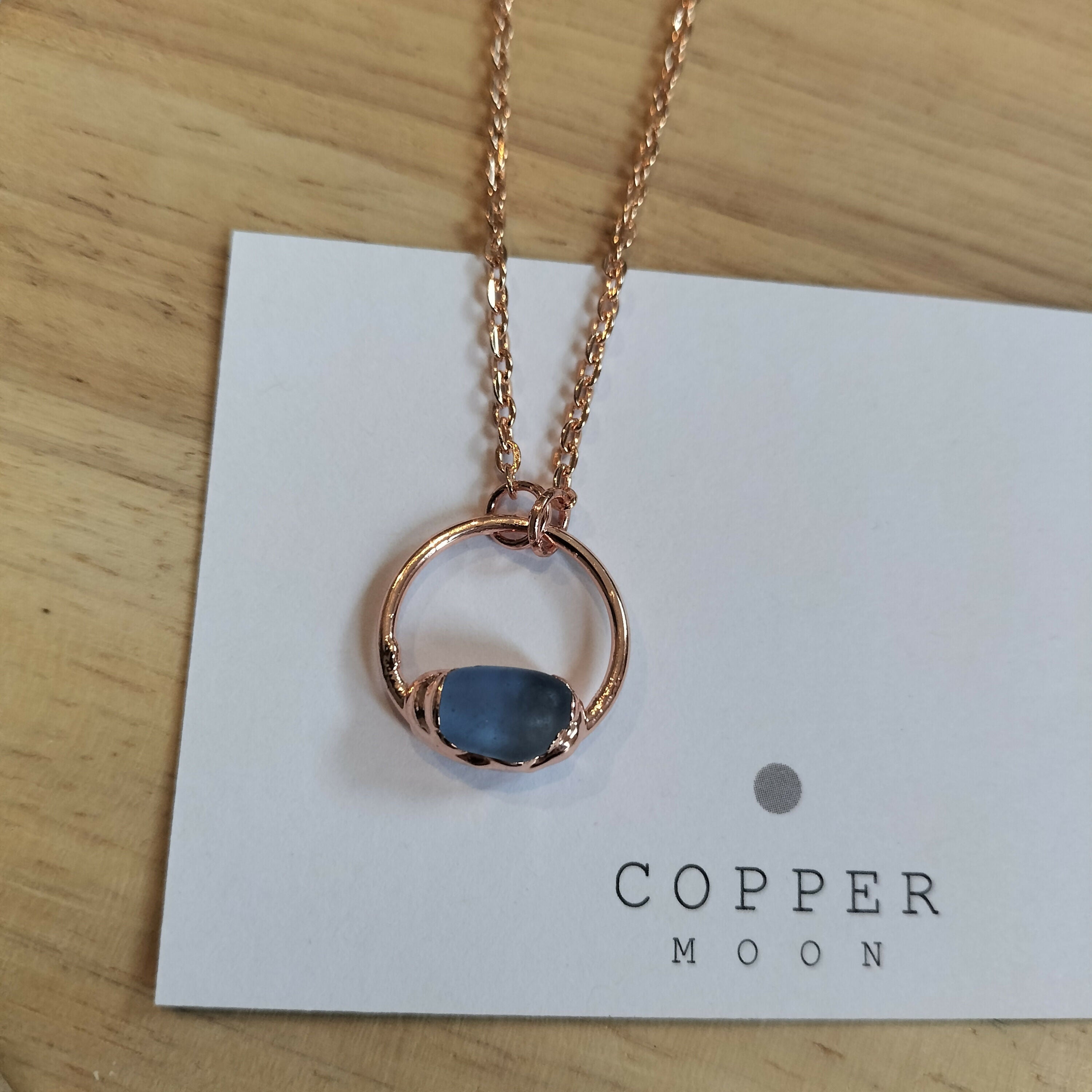 Seaglass Blue Moon Necklace