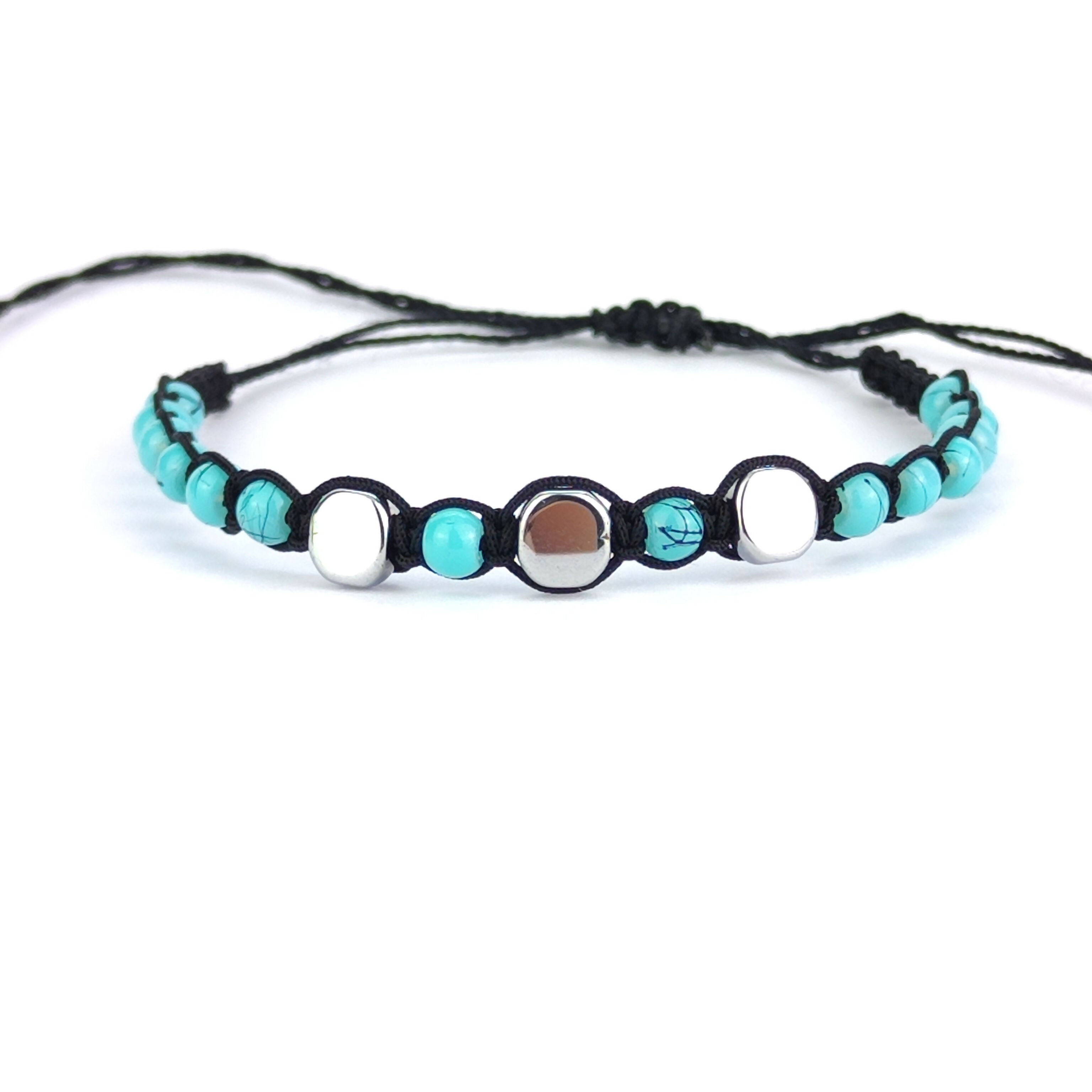 Macrame Gemstone Bracelet - Turquoise Beads