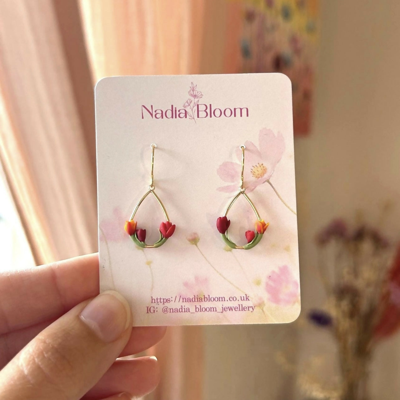 Red and Orange Small Tulip Earrings