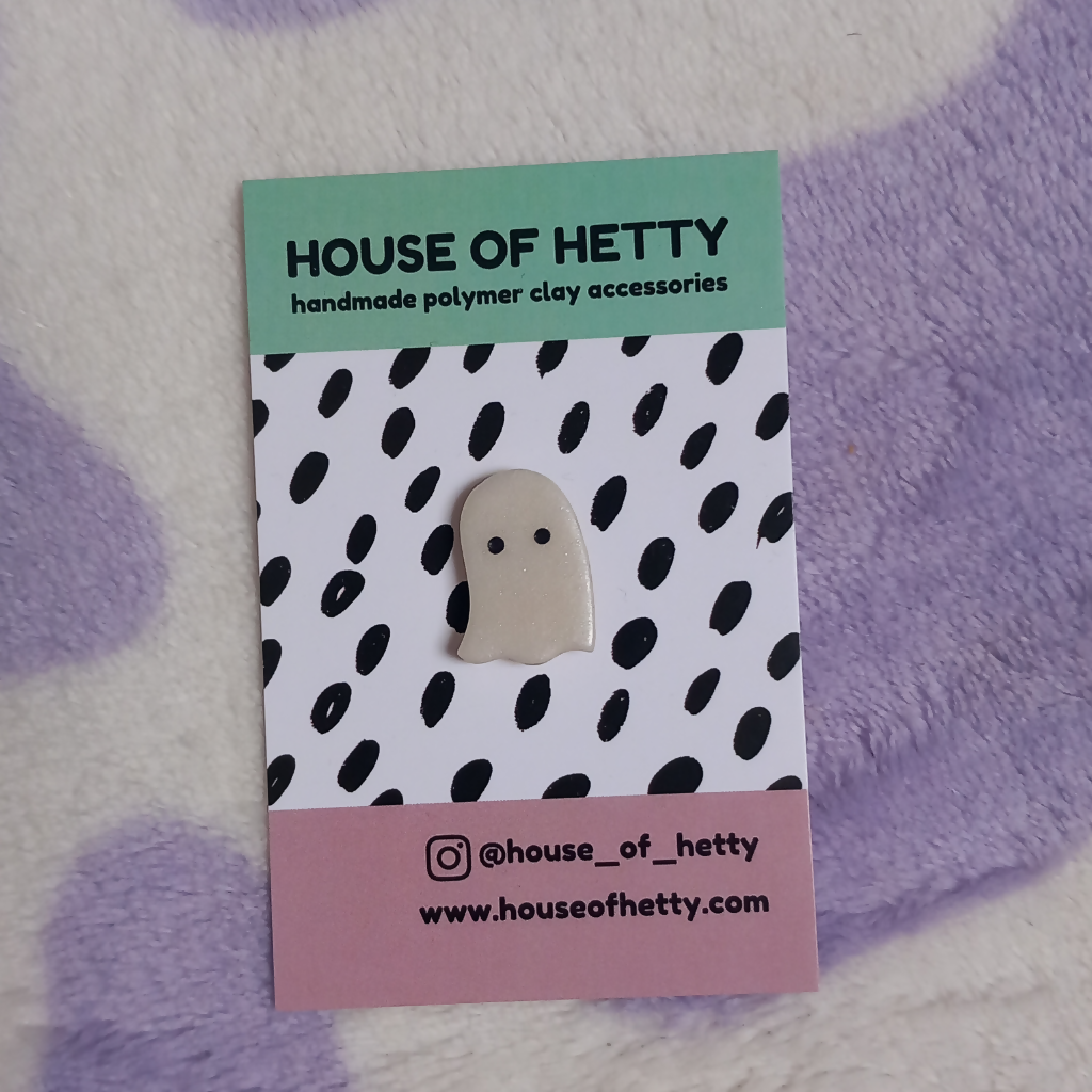Polymer Clay Cute Ghost Pin Badge