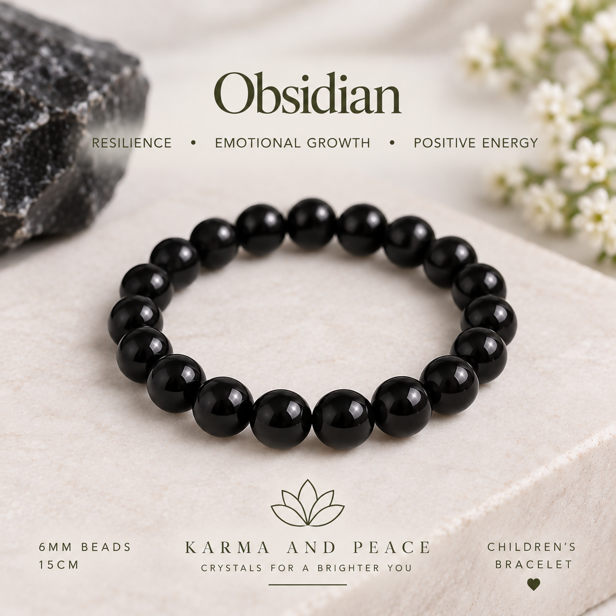Obsidian Children's Bracelet