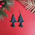 Christmas Tree Macrame Earrings; Forest Green Knotted Cord Lightweight Boho Festive Earrings