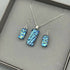 Green & Blue Raindrop Dichroic Glass Necklace and Earrings Set - Sterling Silver, Handmade by Jade Tapson Glass