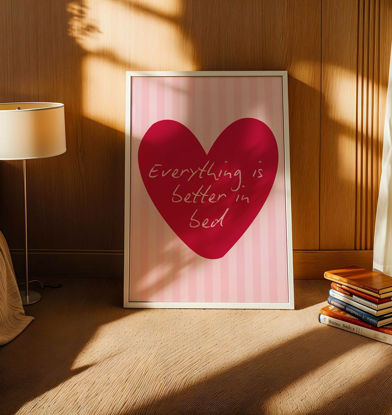 Everything Is Better In Bed Pink Stripy Print