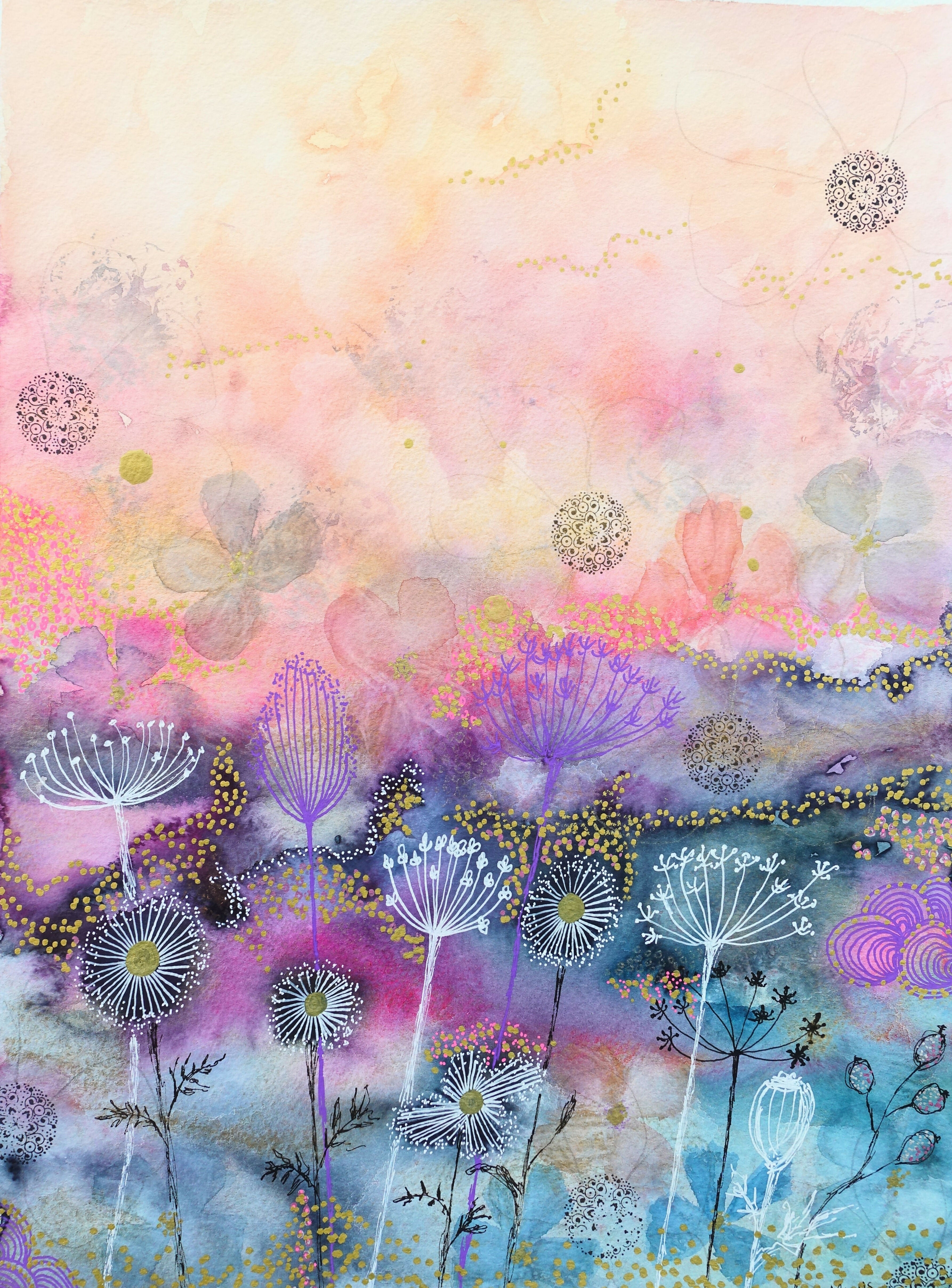 'Last of the Golden Rays' Original Mixed Media Painting