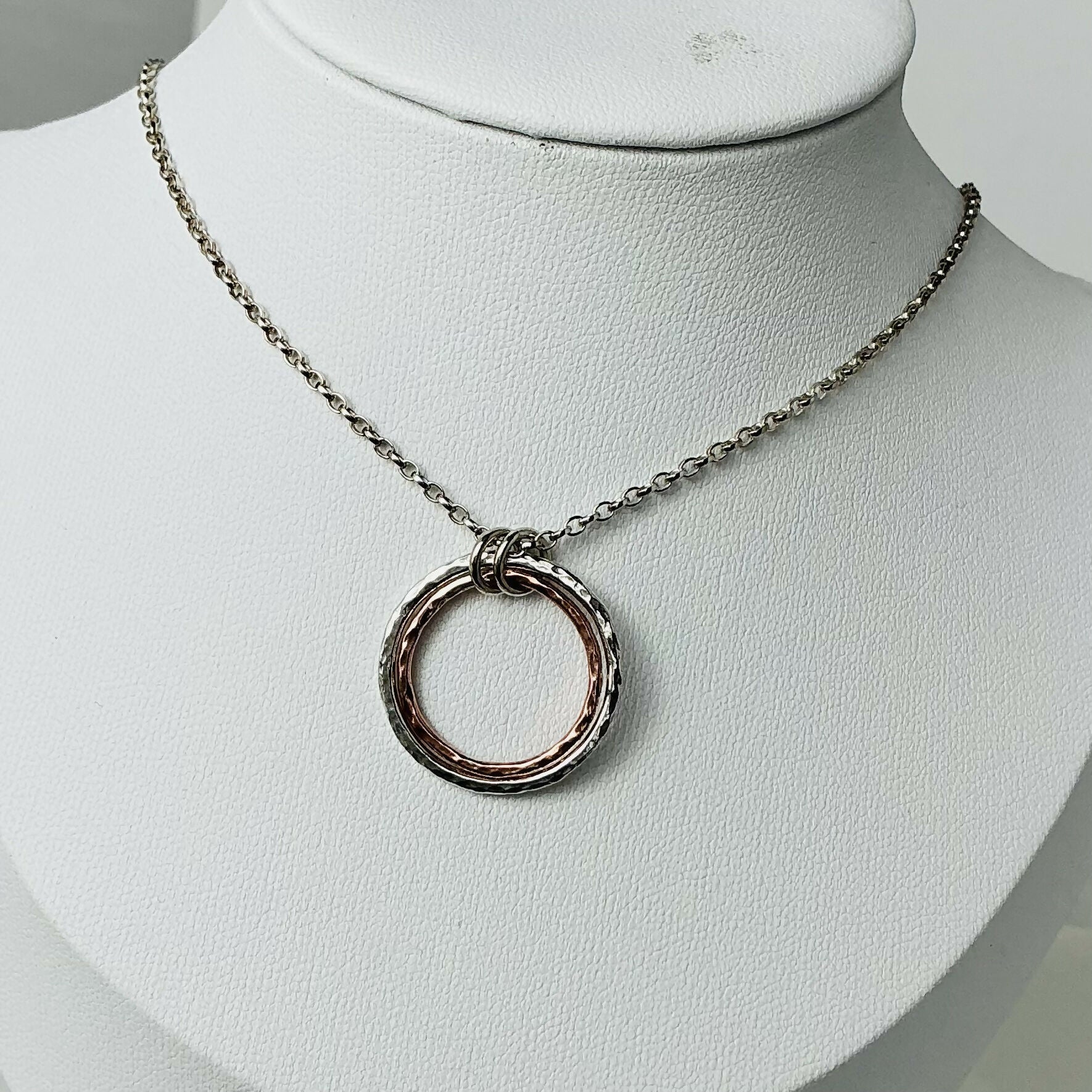 Sterling Silver And Copper Circles Balance Necklace