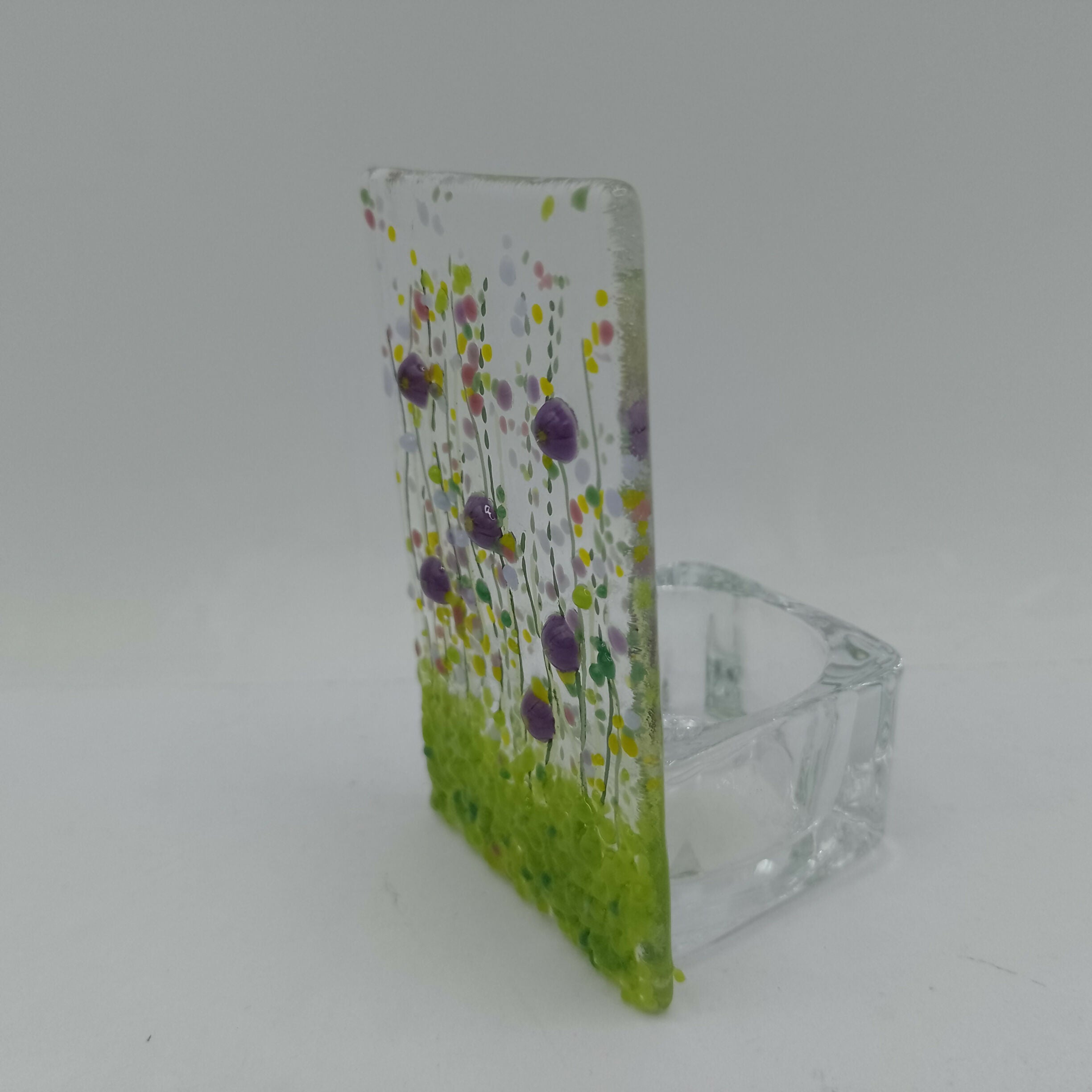 Purple Flower Fused Glass Tealight