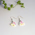 Pink Floral Heart Dangle Earrings - Handmade Polymer Clay - Polly Plant