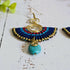 Turquoise Crystal Macramé Earrings; Blue Boho Earrings With Gold Spiral Wire Art