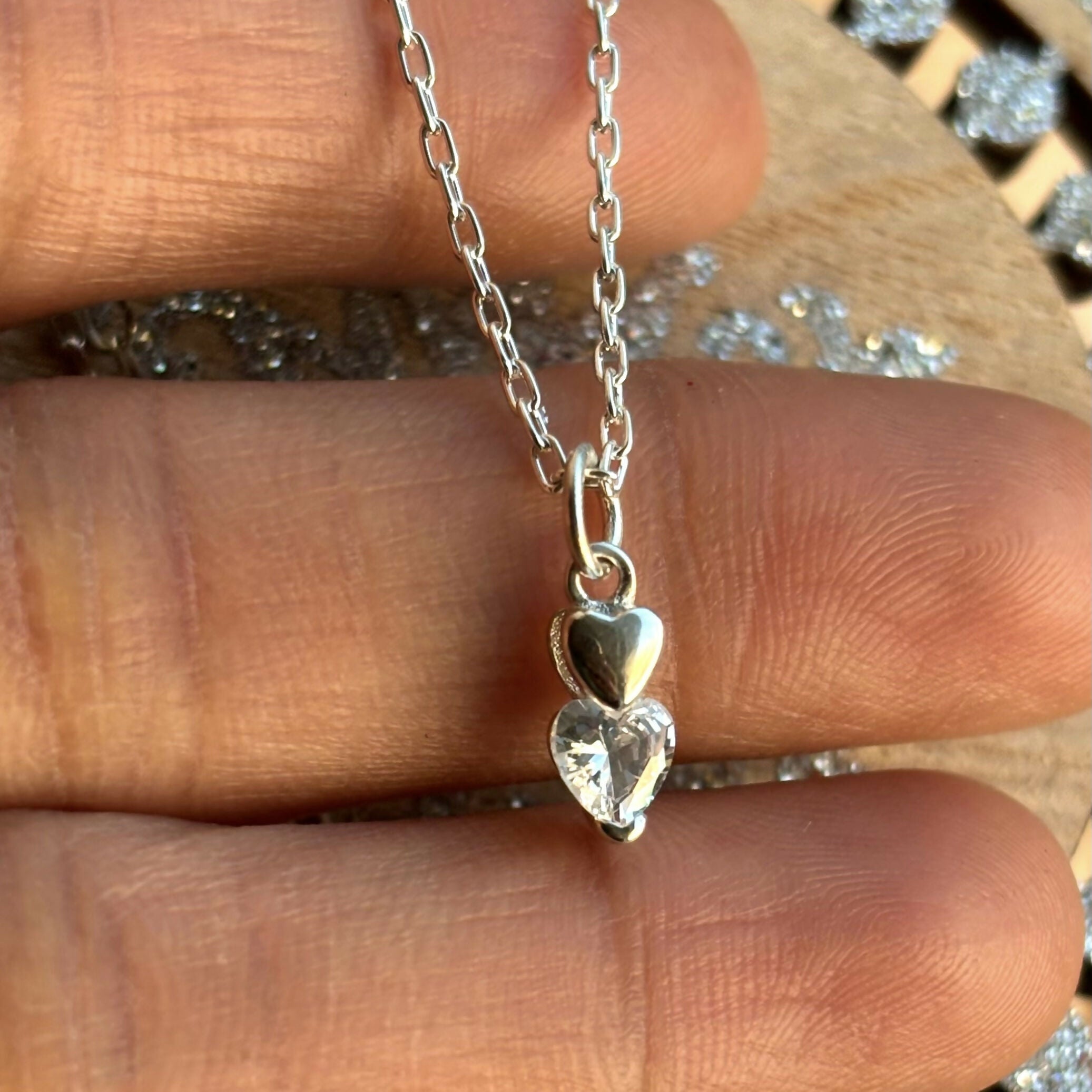 Sterling Silver Double Hearts Necklace