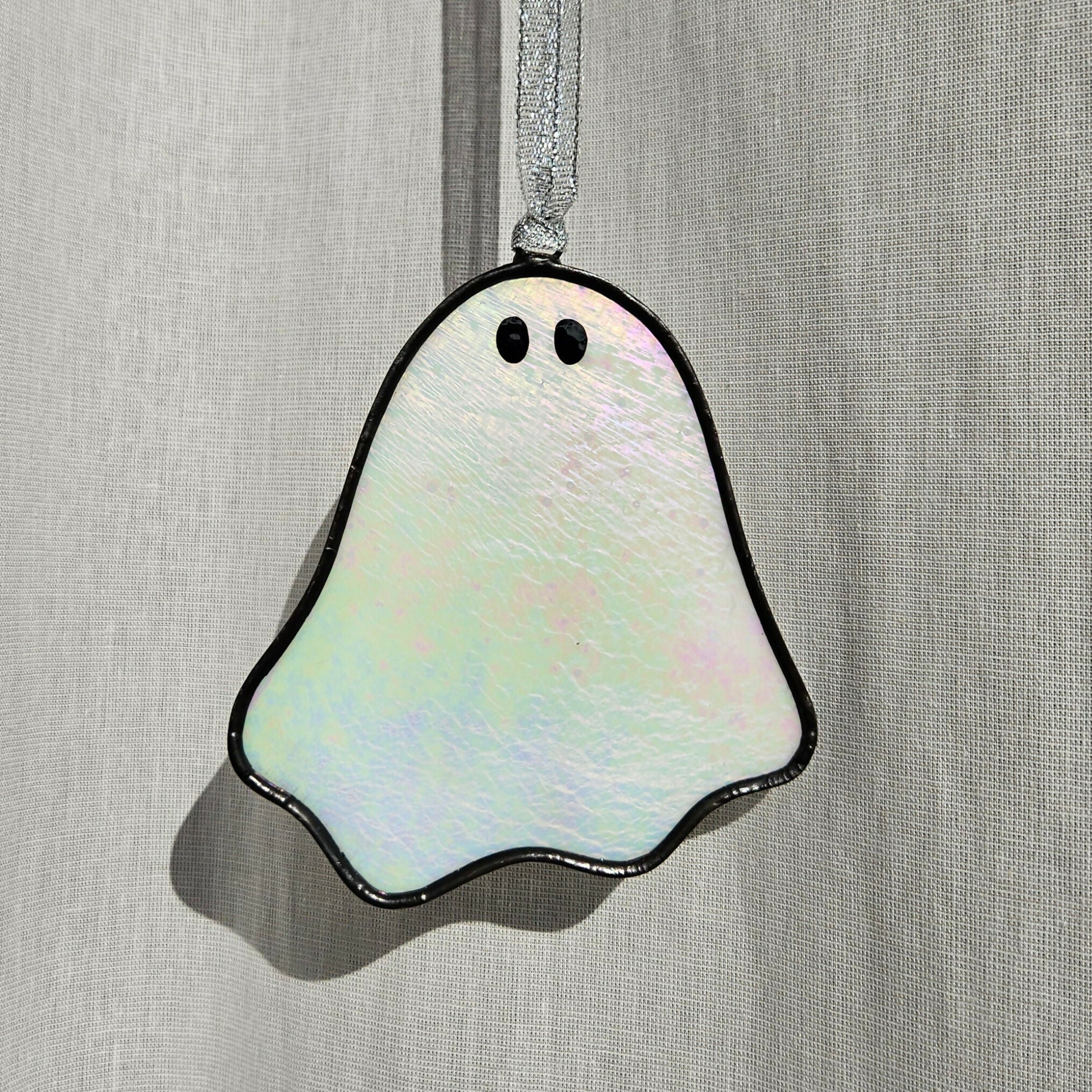 Opaque Iridescent White Ghost Stained Glass Decoration
