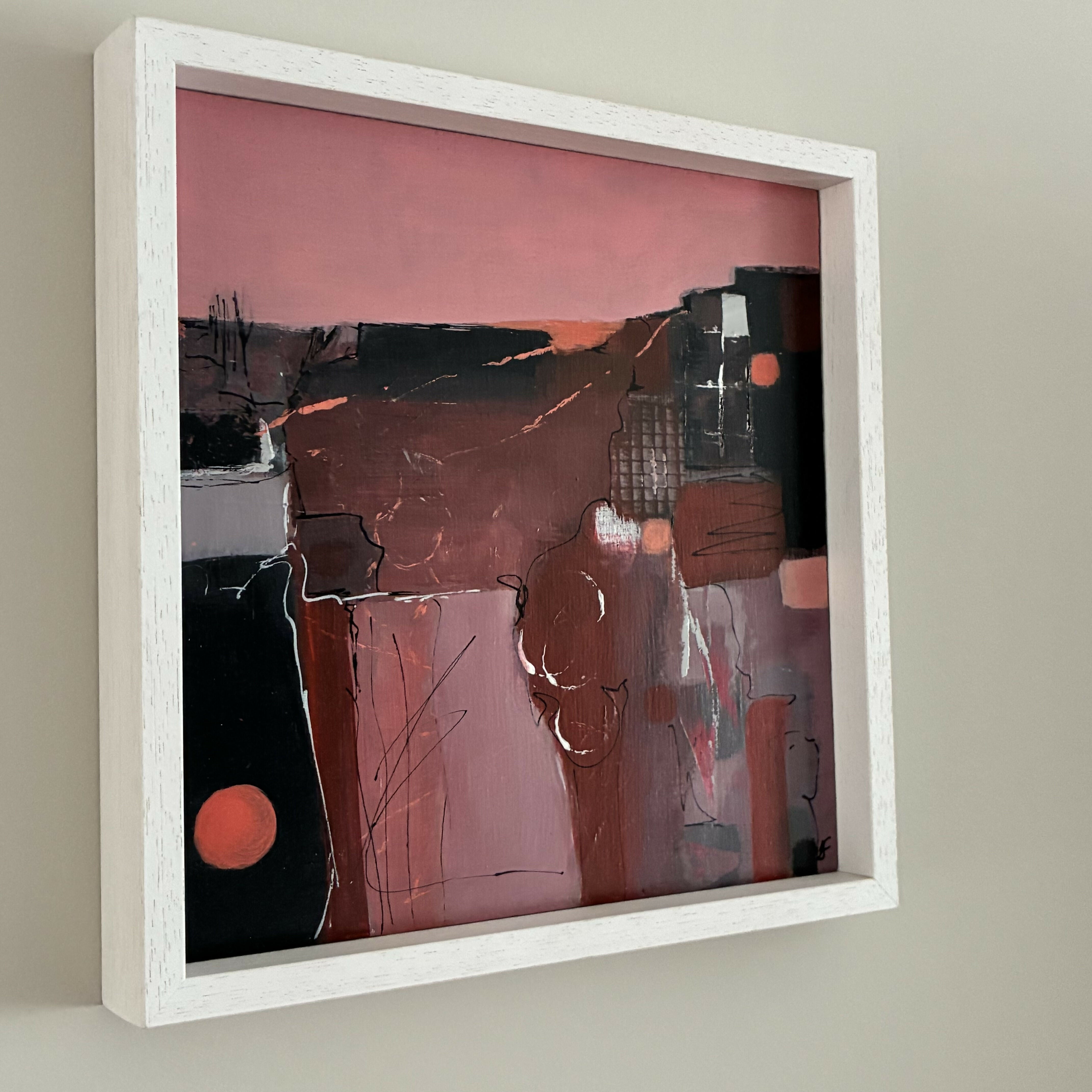 Abstract Landscape Acrylic Painting on wood panel in tray frame-'Onwards'