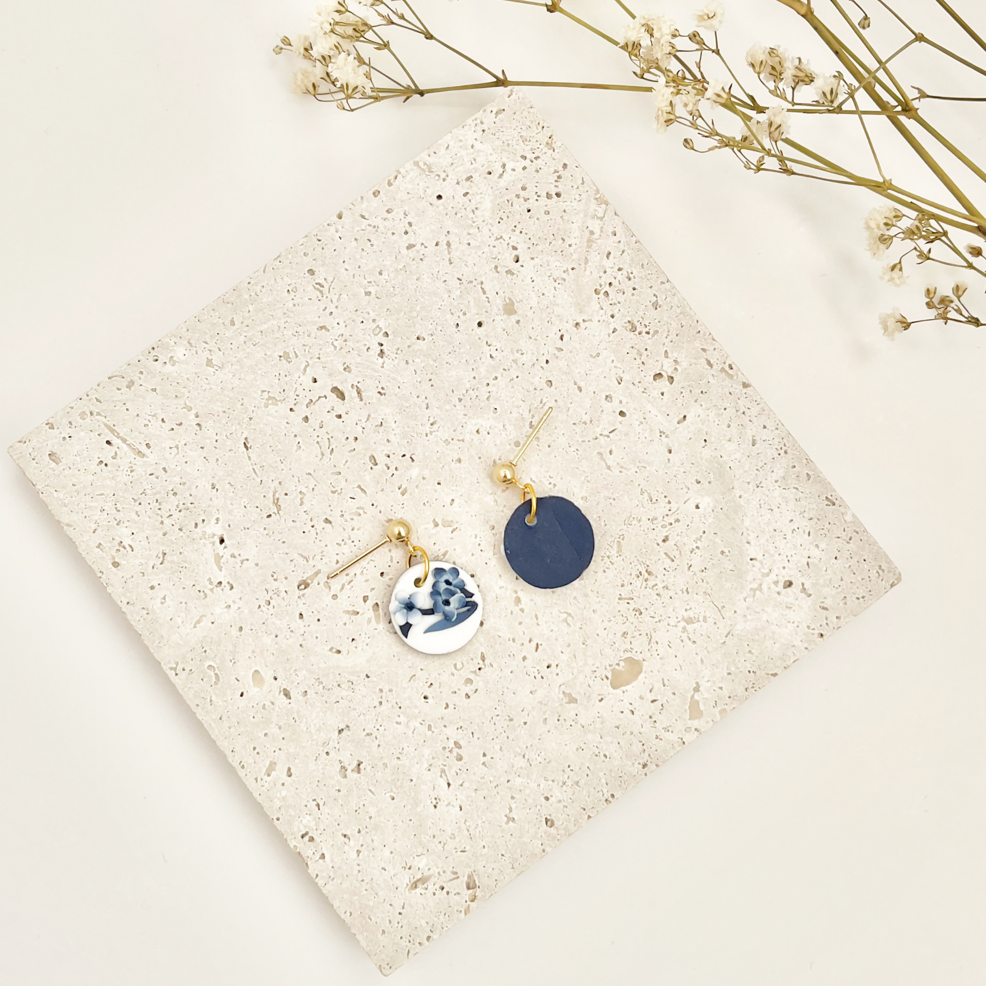 Blue China No. 6 - Handmade Polymer Clay Earrings