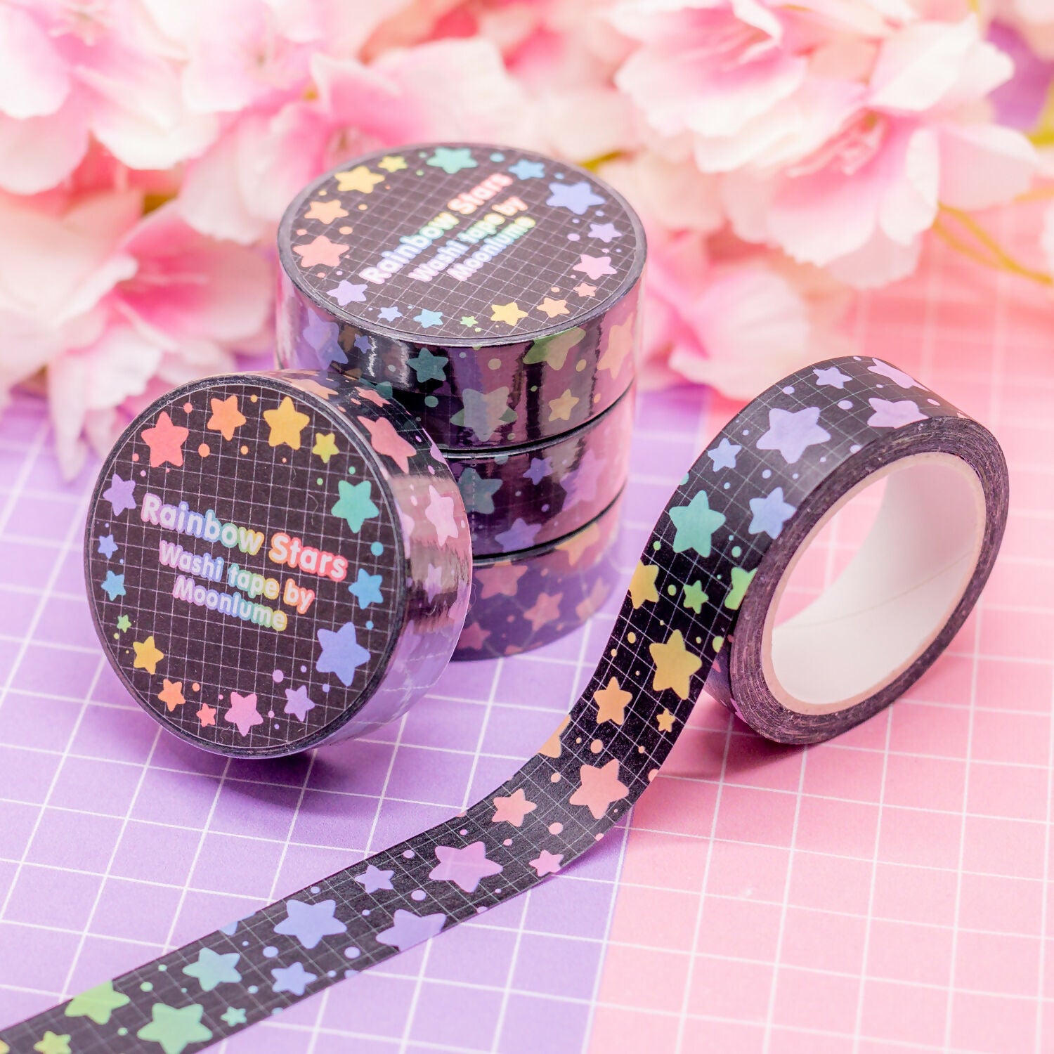 Washi Tape - Rainbow Stars Dark