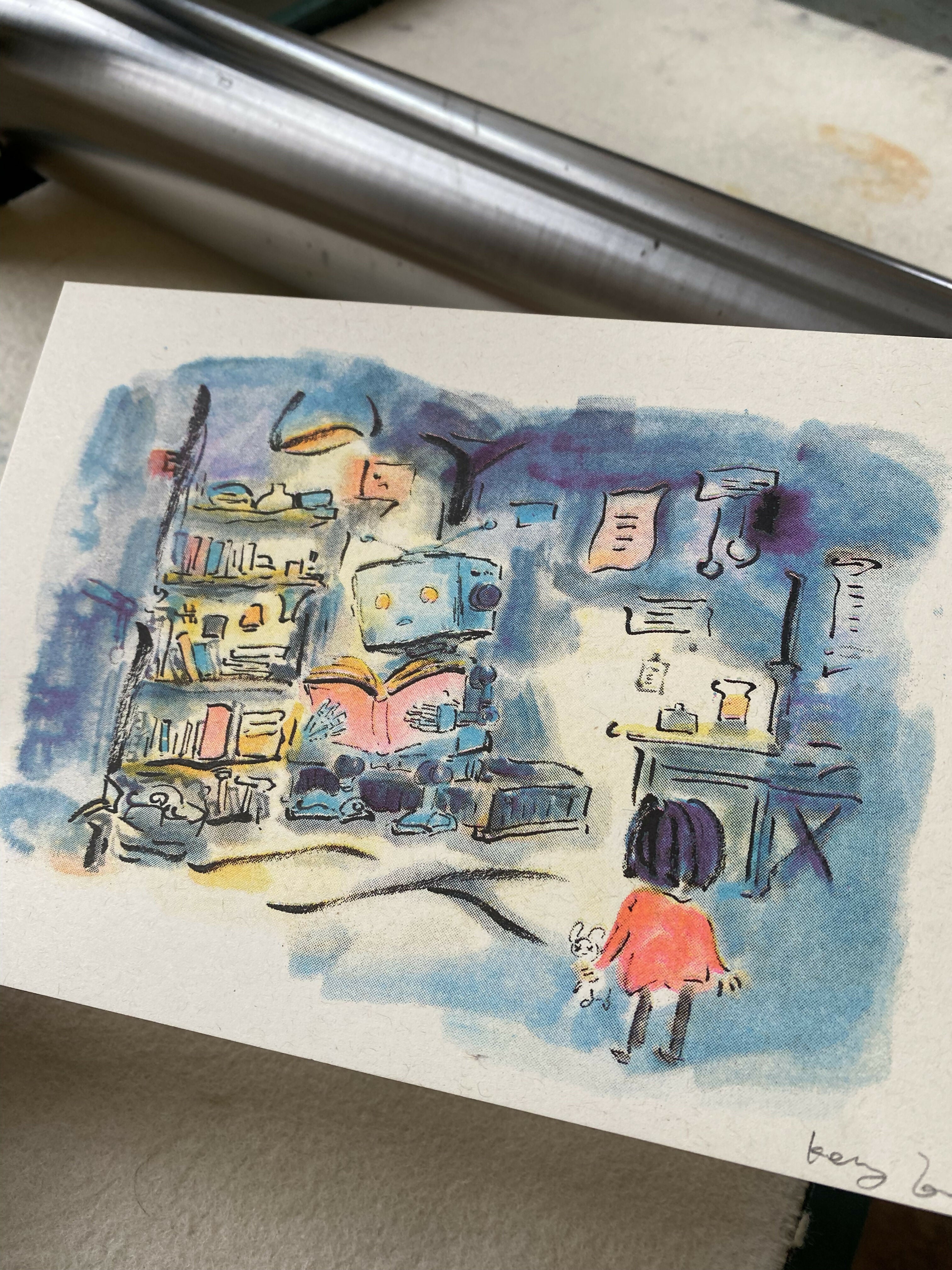 The Girl and the Robot Riso print