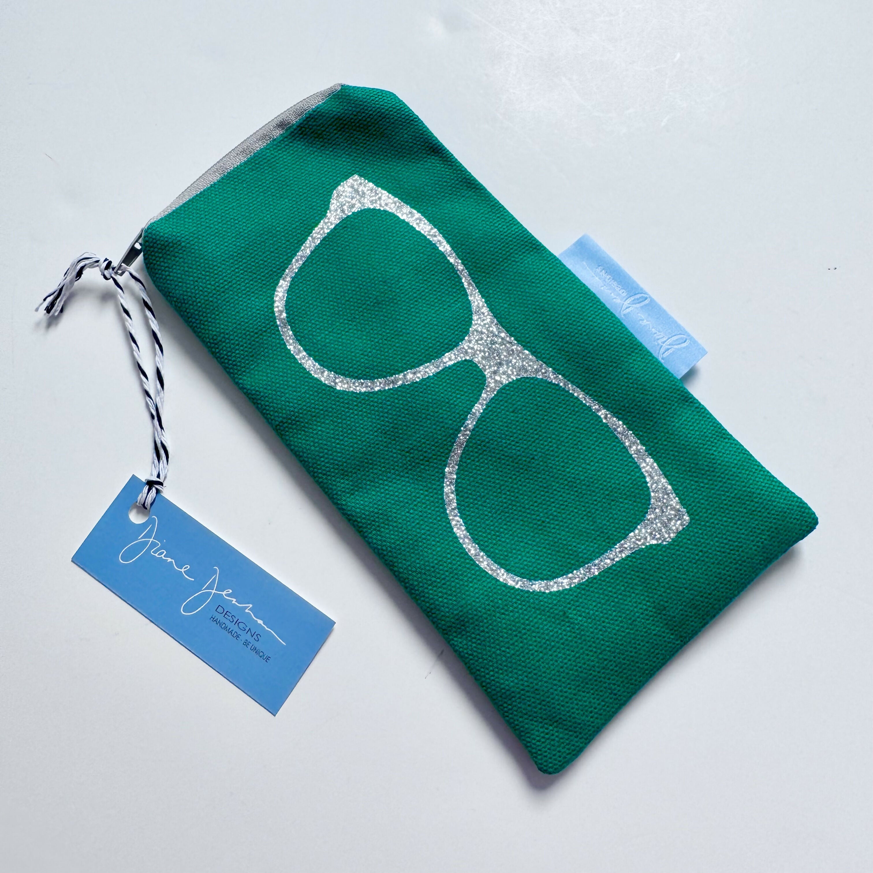 Glasses Case - Emerald Green with Glitter