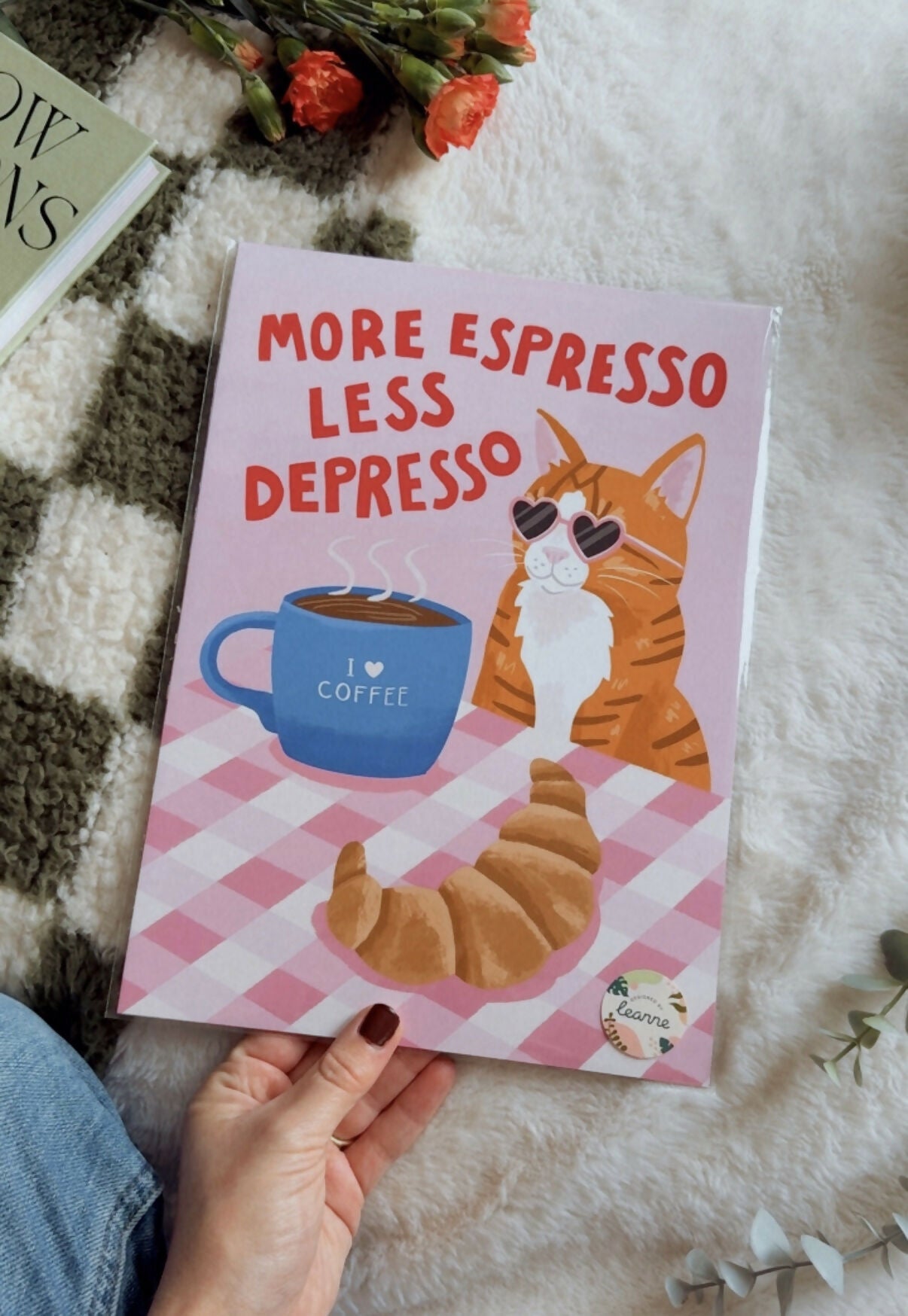More Espresso Less Depresso Cat Print