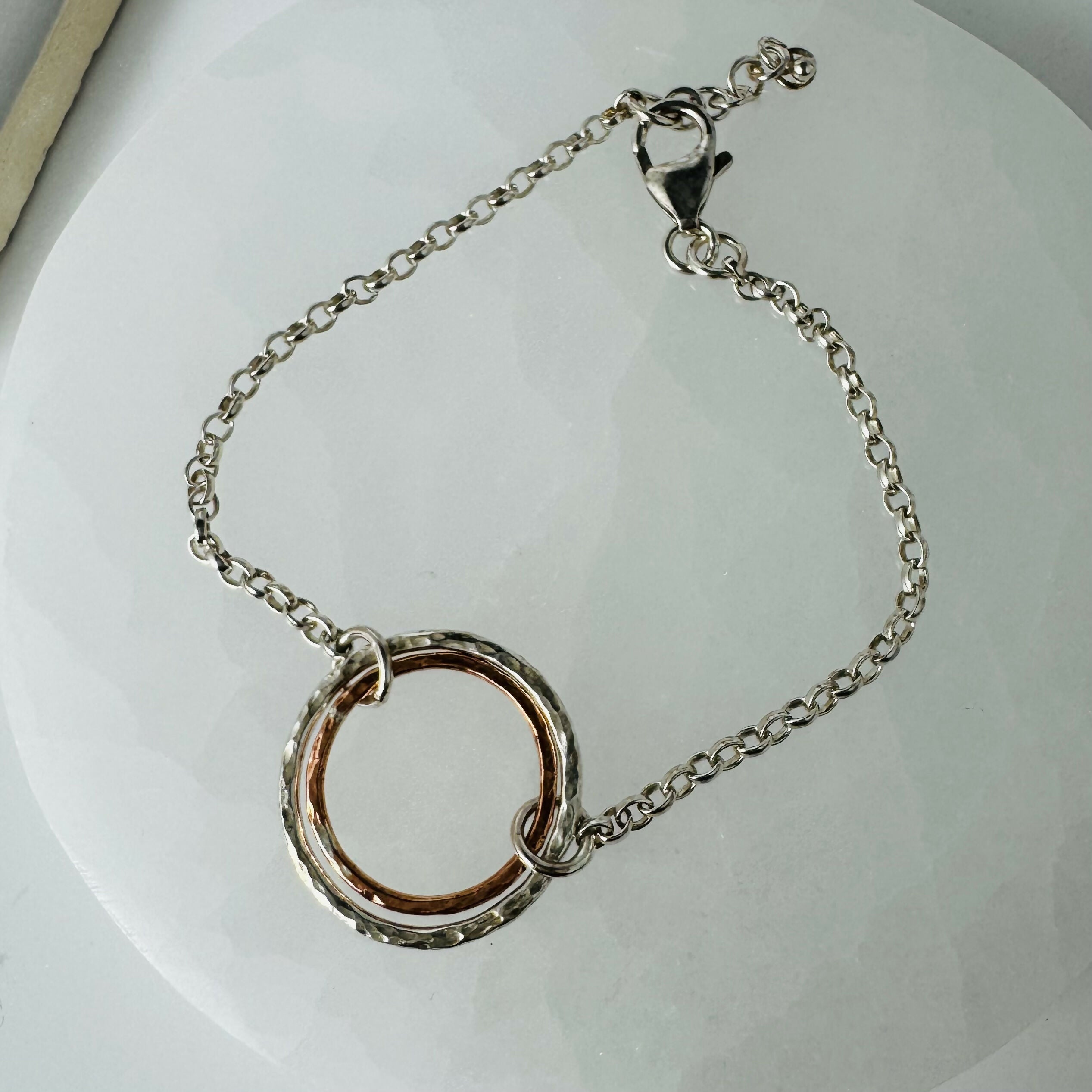 Sterling Silver And Copper Circles Balance Bracelet
