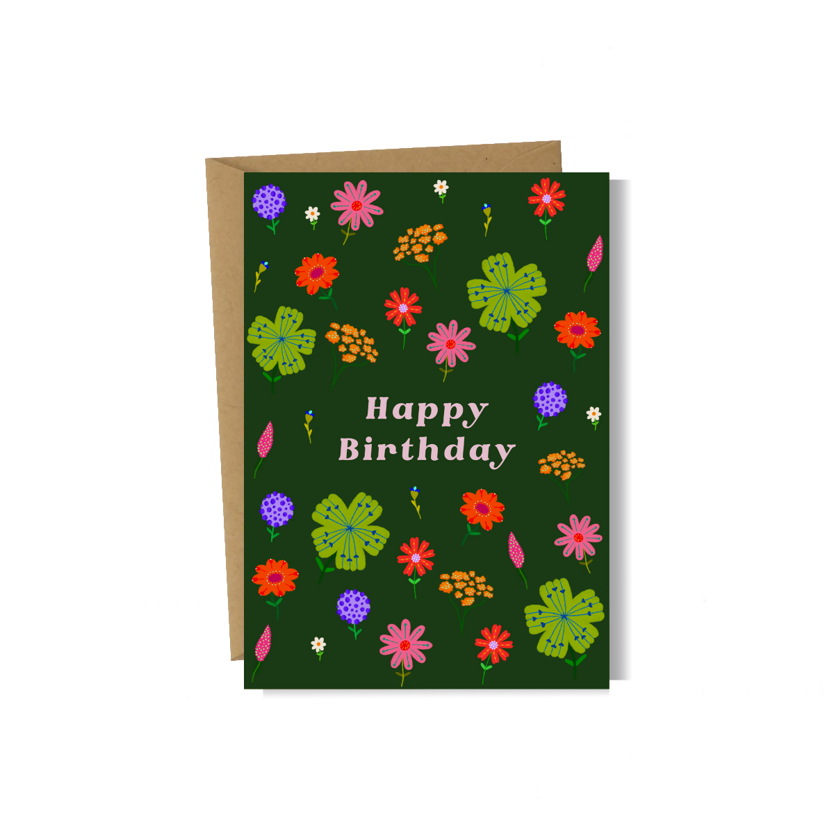 Green Floral Birthday Card