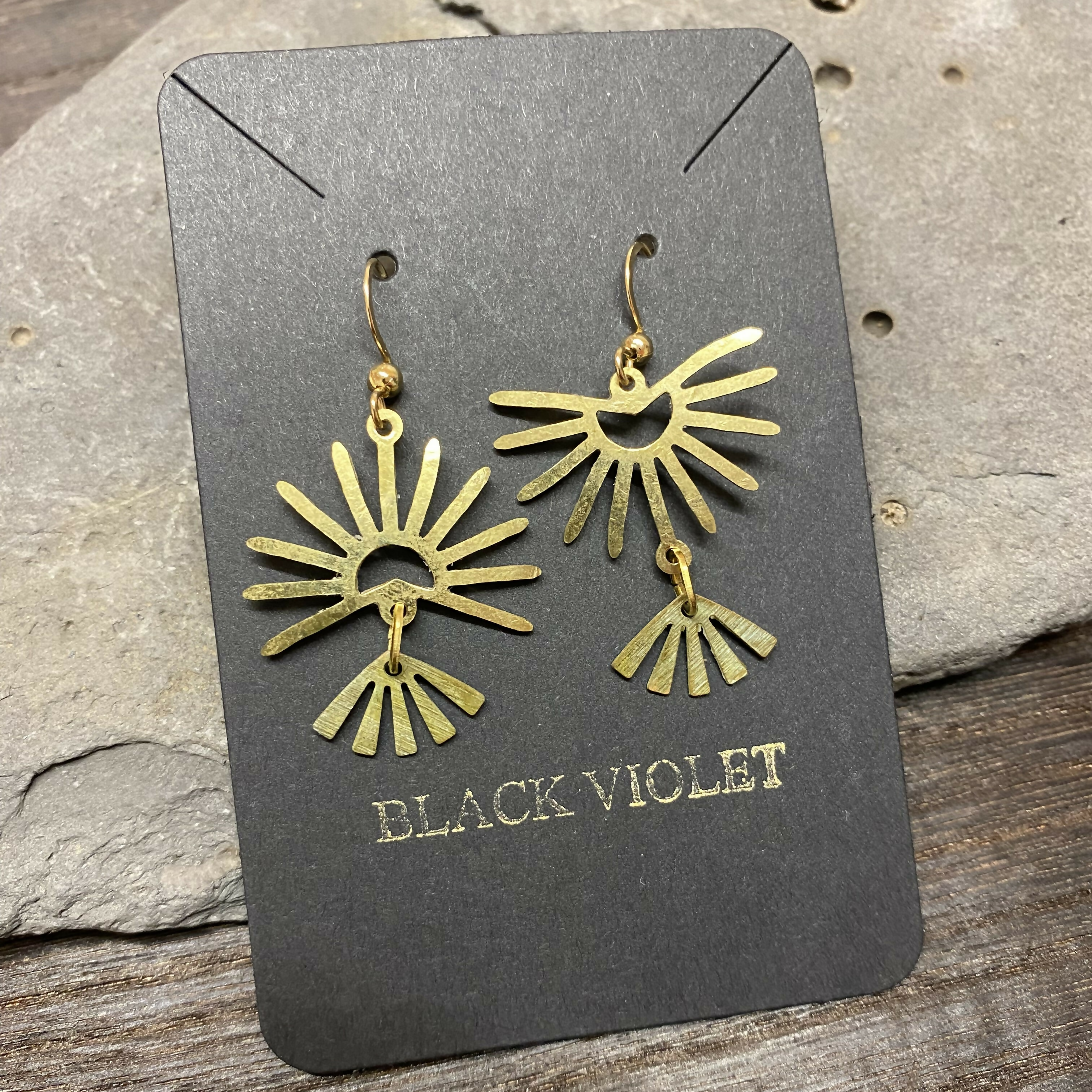 Brass Tribal Sun Earrings