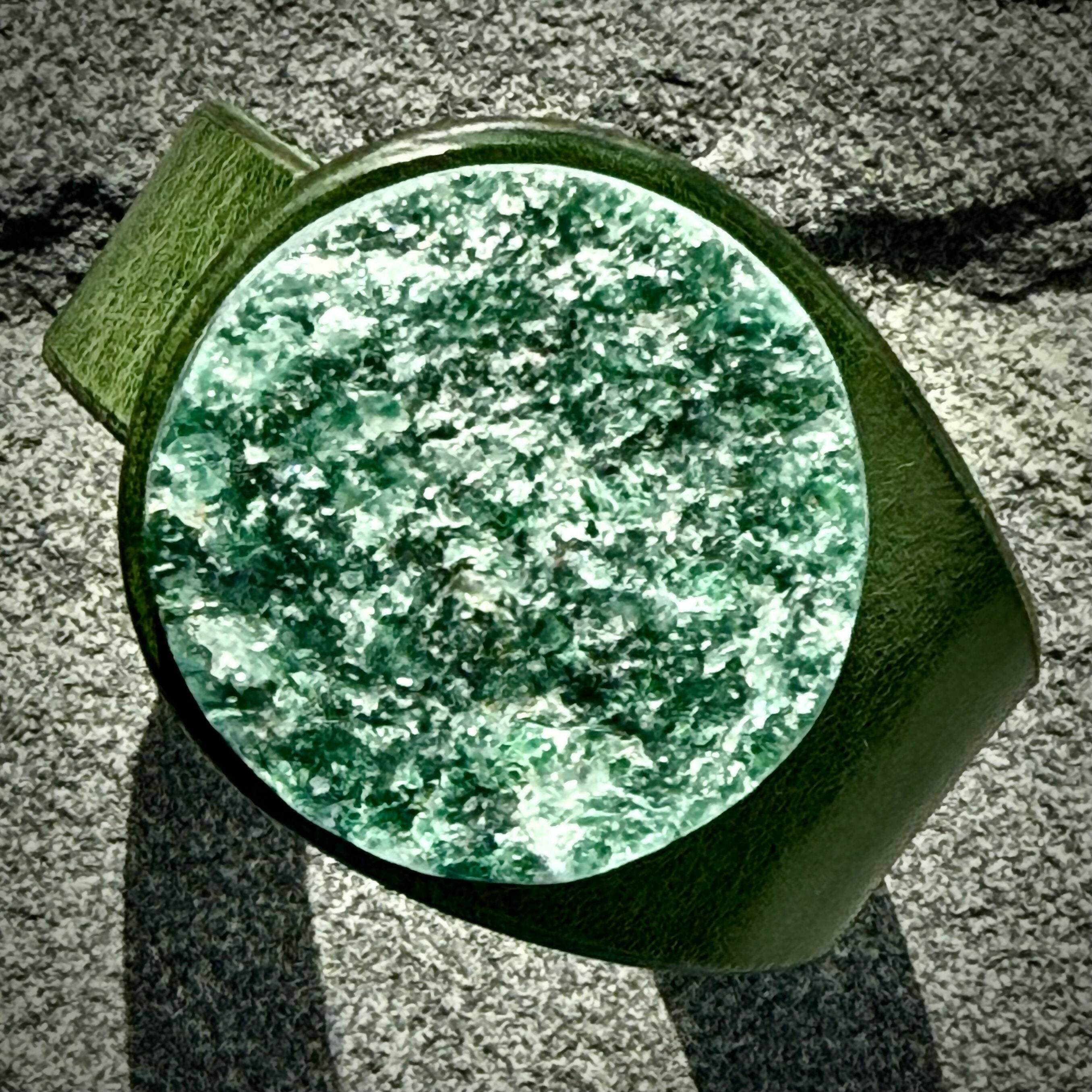 Handcrafted Natural Leather & Green Aventurine Druzy Gemstone Bracelet - Size S or M