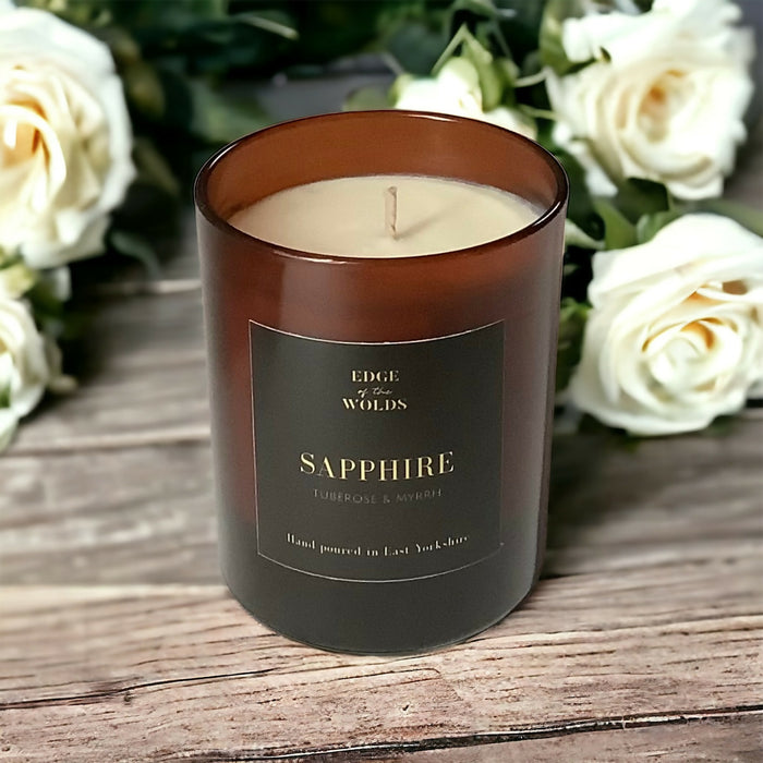 Edge of the Wolds SAPPHIRE Tuberose and Myrrh Scented Candle 160g
