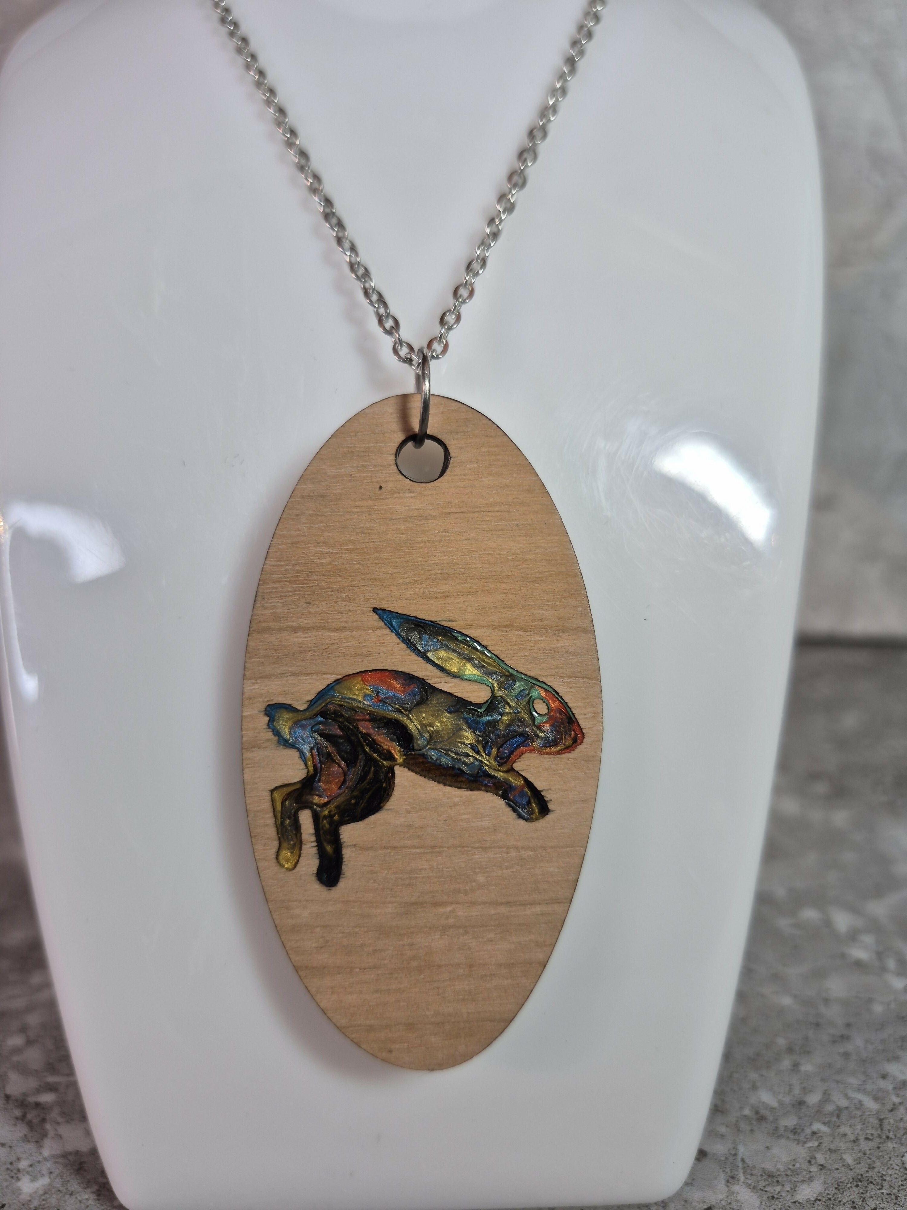 Unique Handcrafted Oval Hare Pendant
