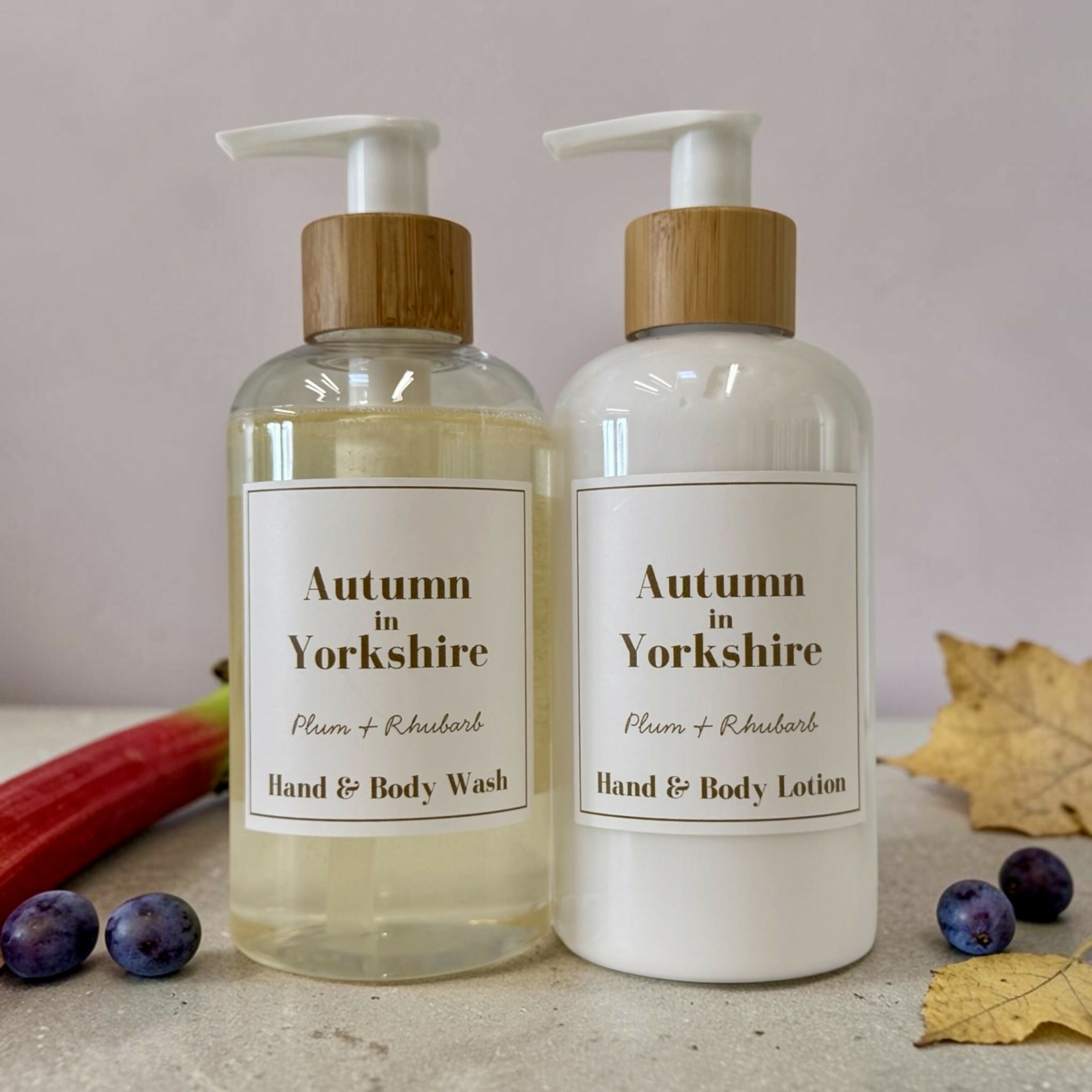 Autumn in Yorkshire - Plum and Rhubarb Hand and Body Care Set 2 x 250ml
