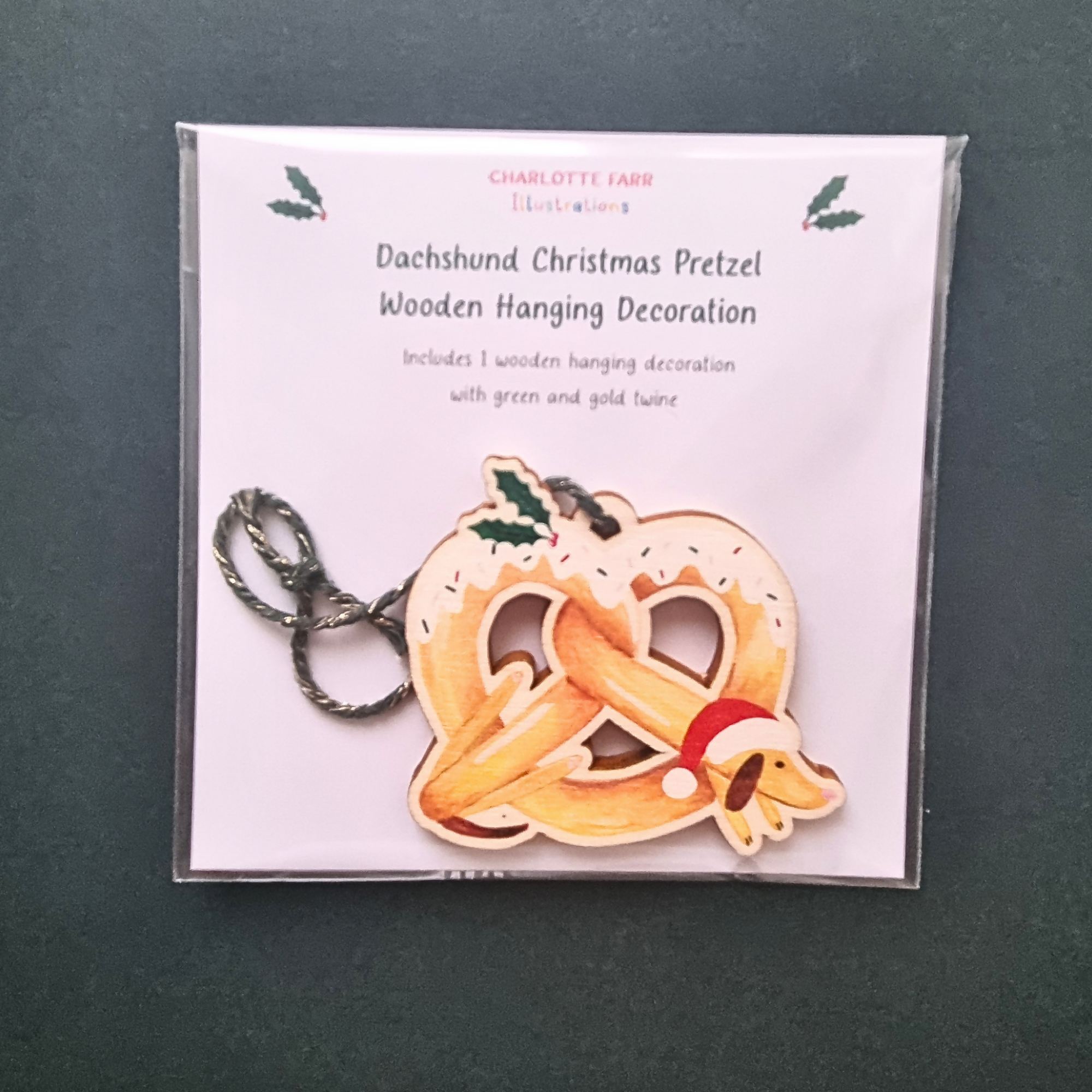 Dachshund Christmas Pretzel Wooden Christmas Decoration