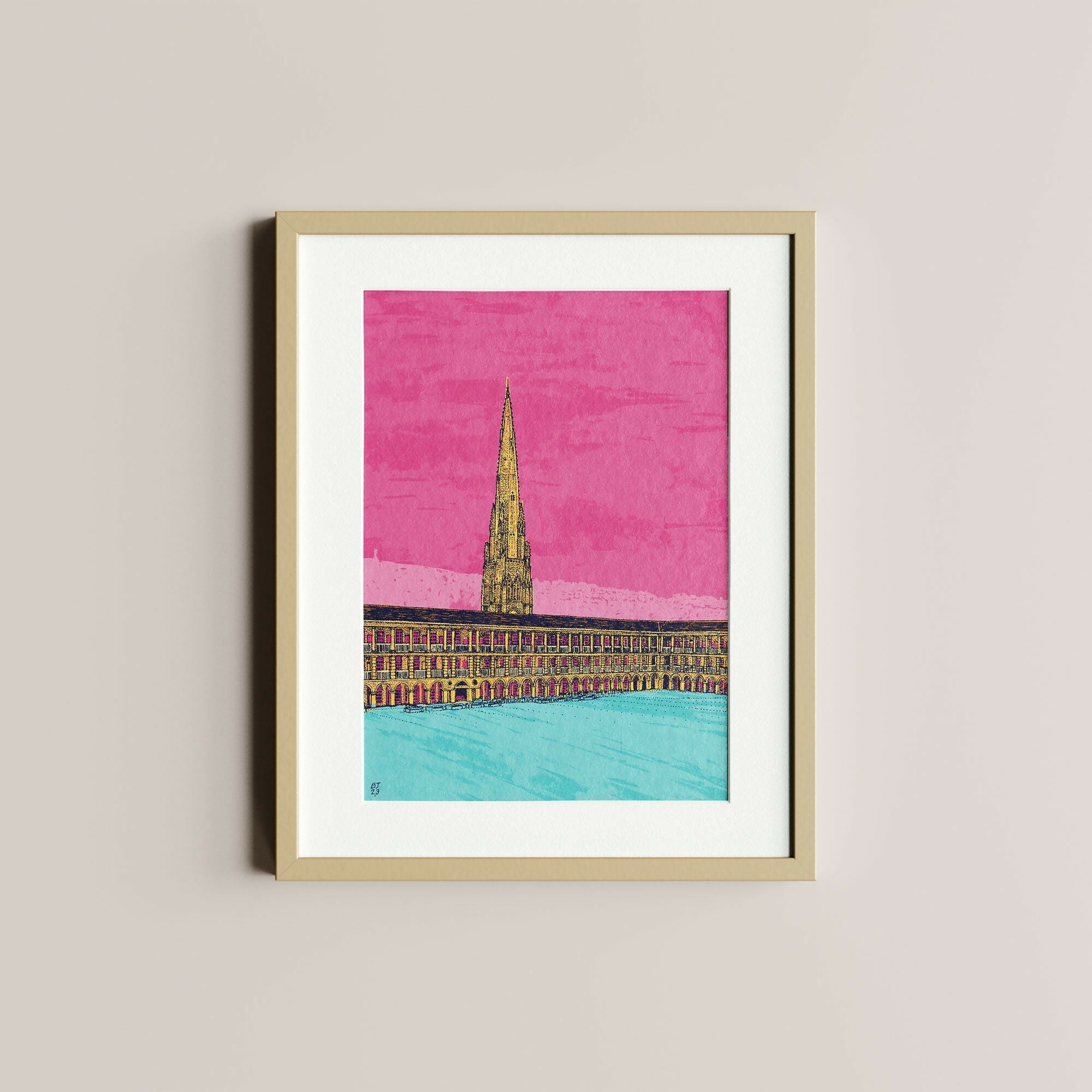 Piece Hall Halifax Art Print – Yorkshire Landmark Illustration