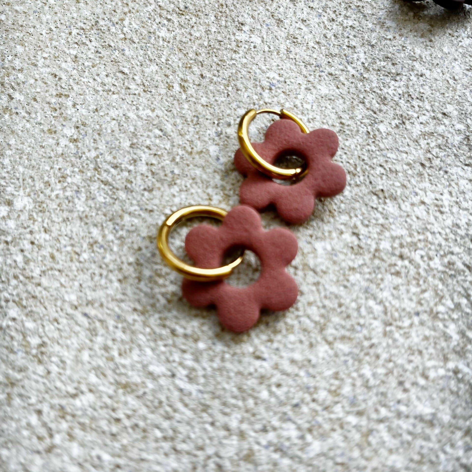 clay flower earring