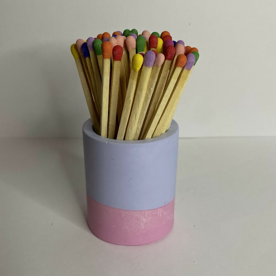 Jesmonite Match Holder Pot With Colourful Matches