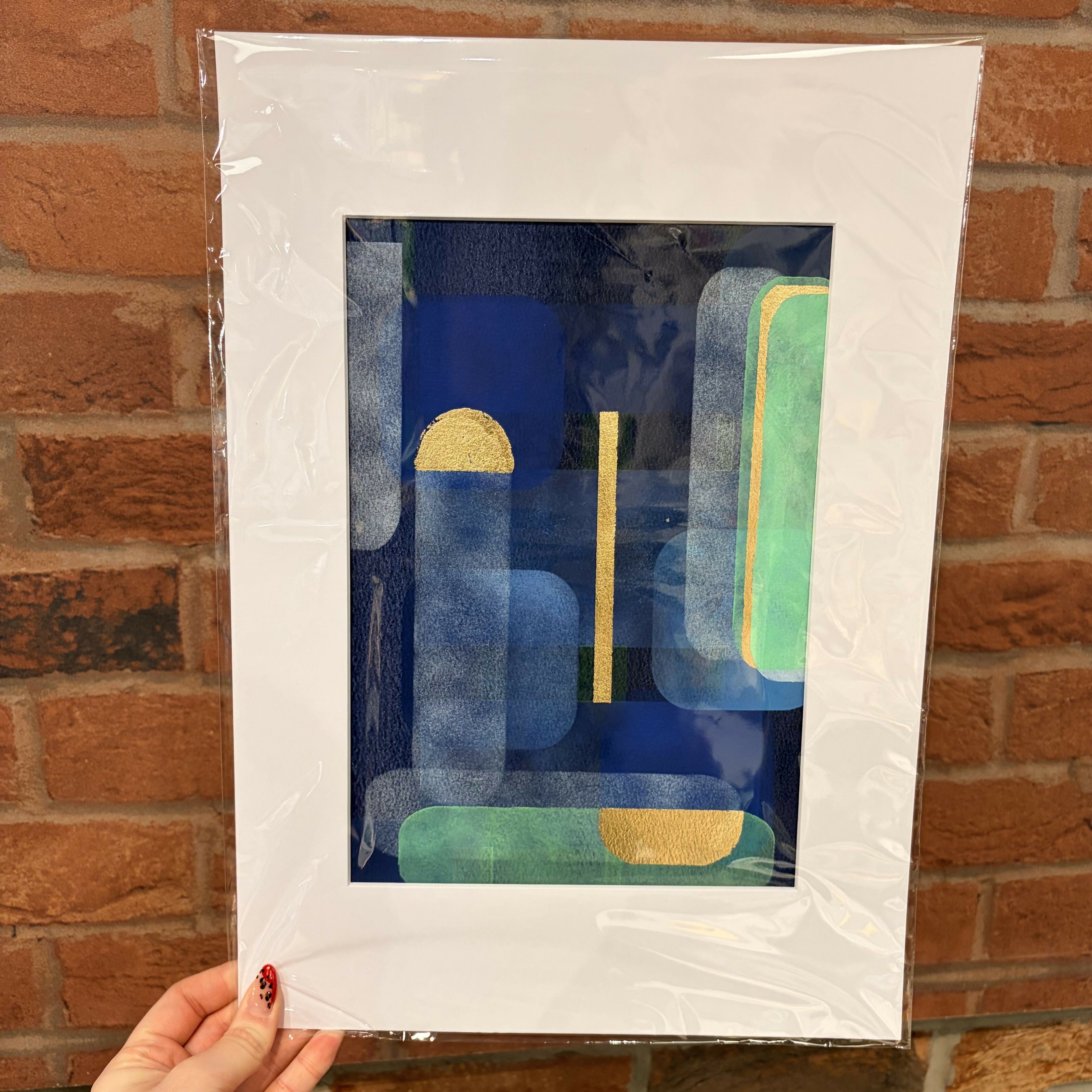 Blue & Green Abstract - A3 Mounted Print