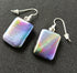 Fused Dichroic Glass Earrings in Rainbow with Sterling Silver Hooks