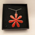 Bright Red Enamel Flower Pendant
