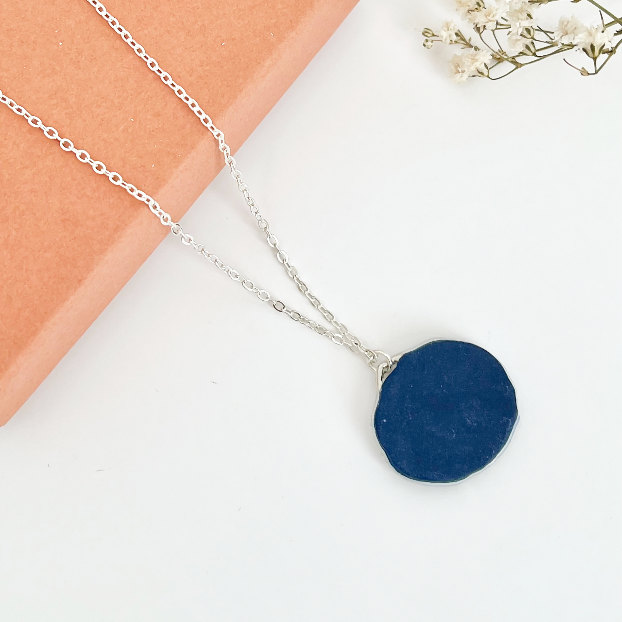 Blue China Necklace No. 2 - Handmade Polymer Clay Necklace
