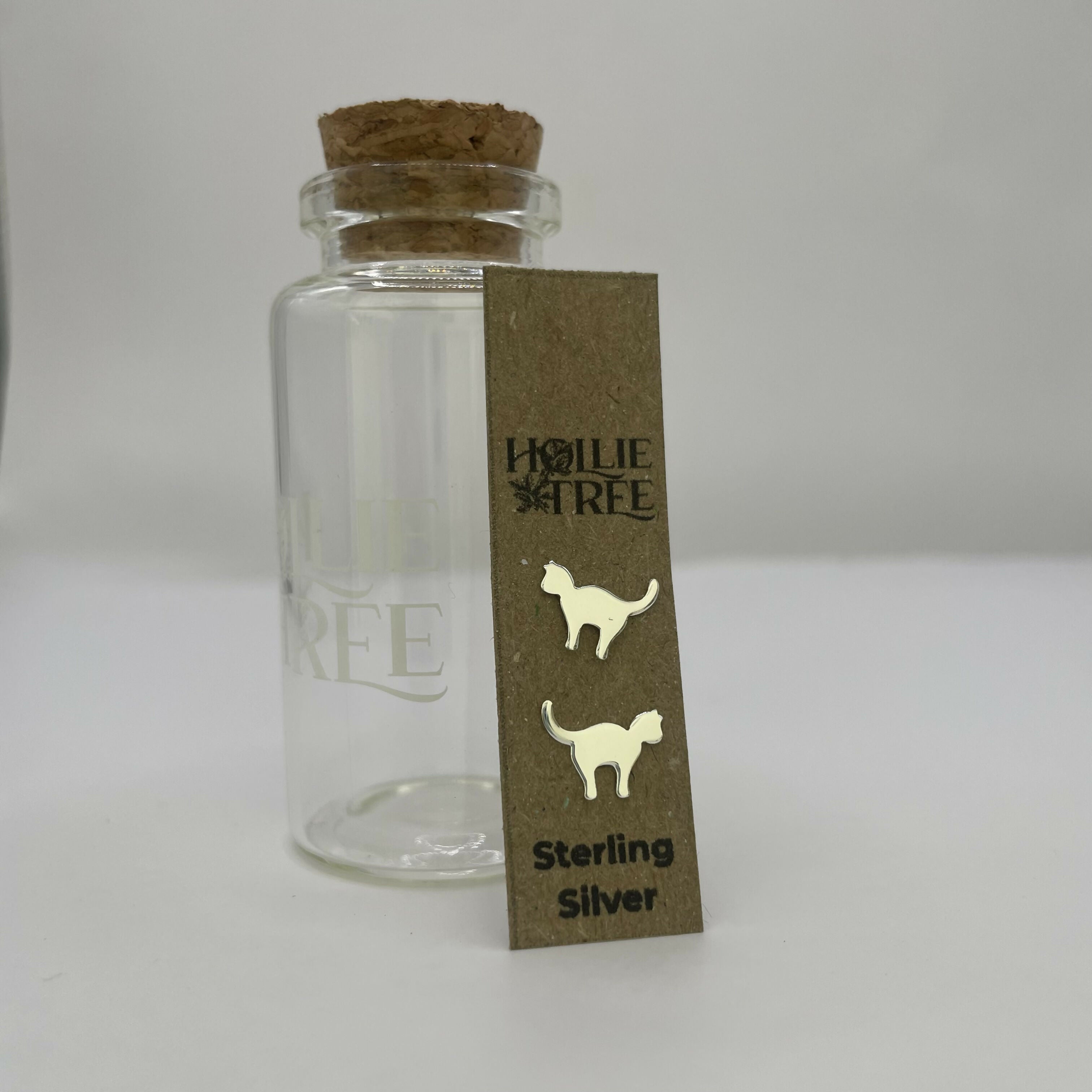 Standing Cat Sterling Silver Stud