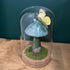 Stunning Ceramic Mushroom & Butterfly In Glass Dome