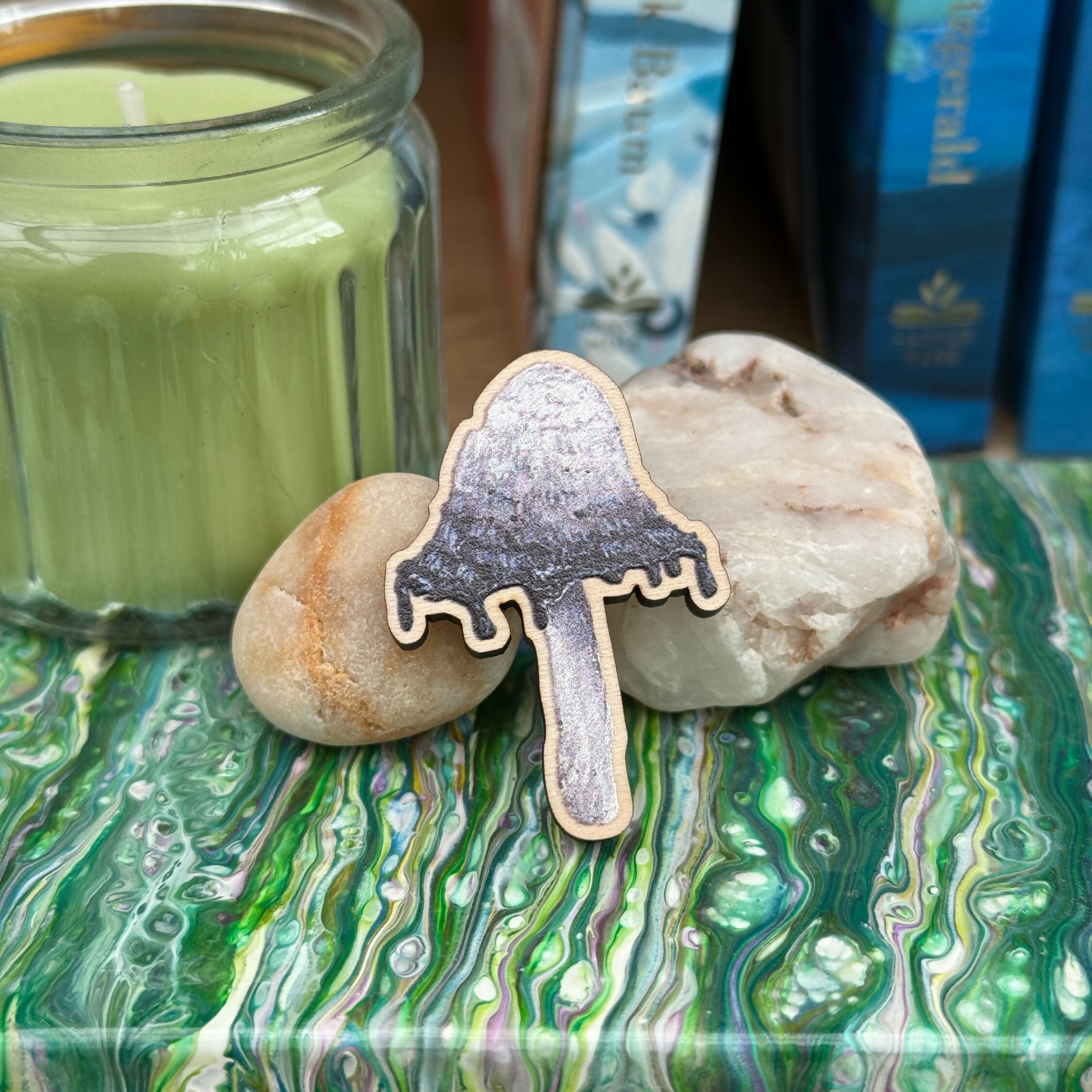 Mushroom - Shaggy Inkcap - Wooden Pin