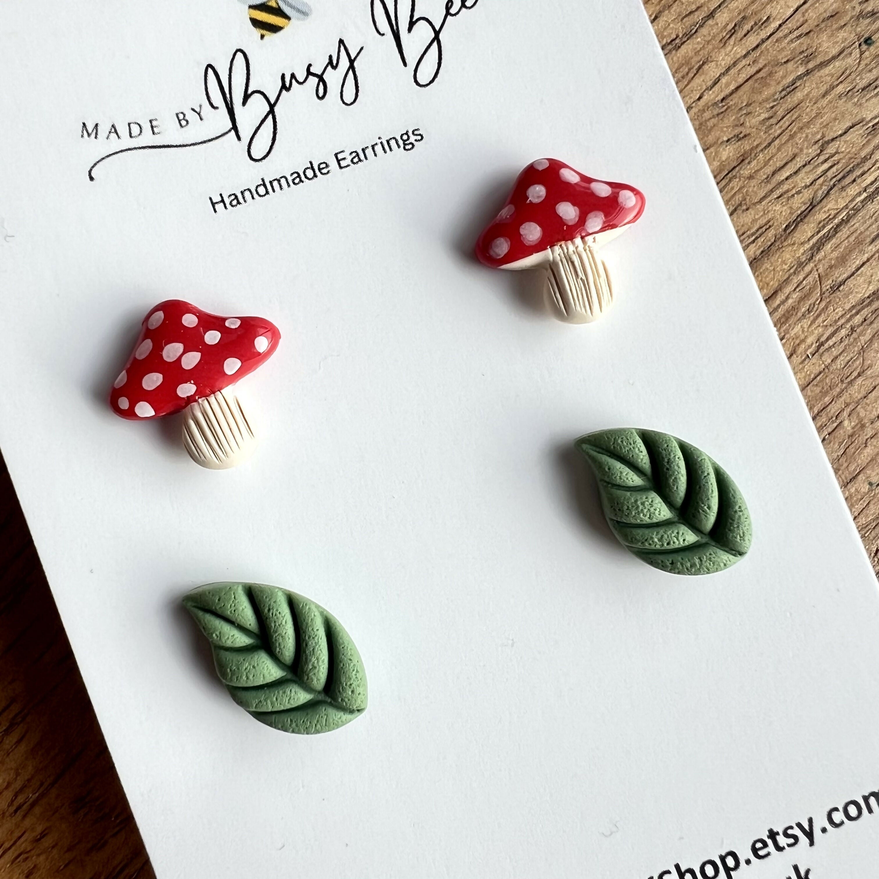 Handmade Autumn Stud Earrings / Set of 2 pairs of Studs / Handmade Polymer Clay Jewellery