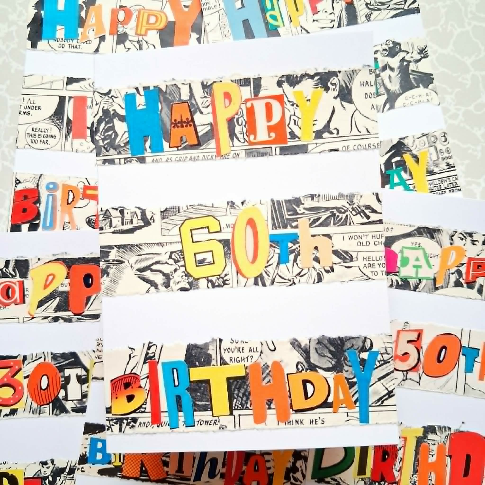 60th Birthday Comic Book Upcycled Card