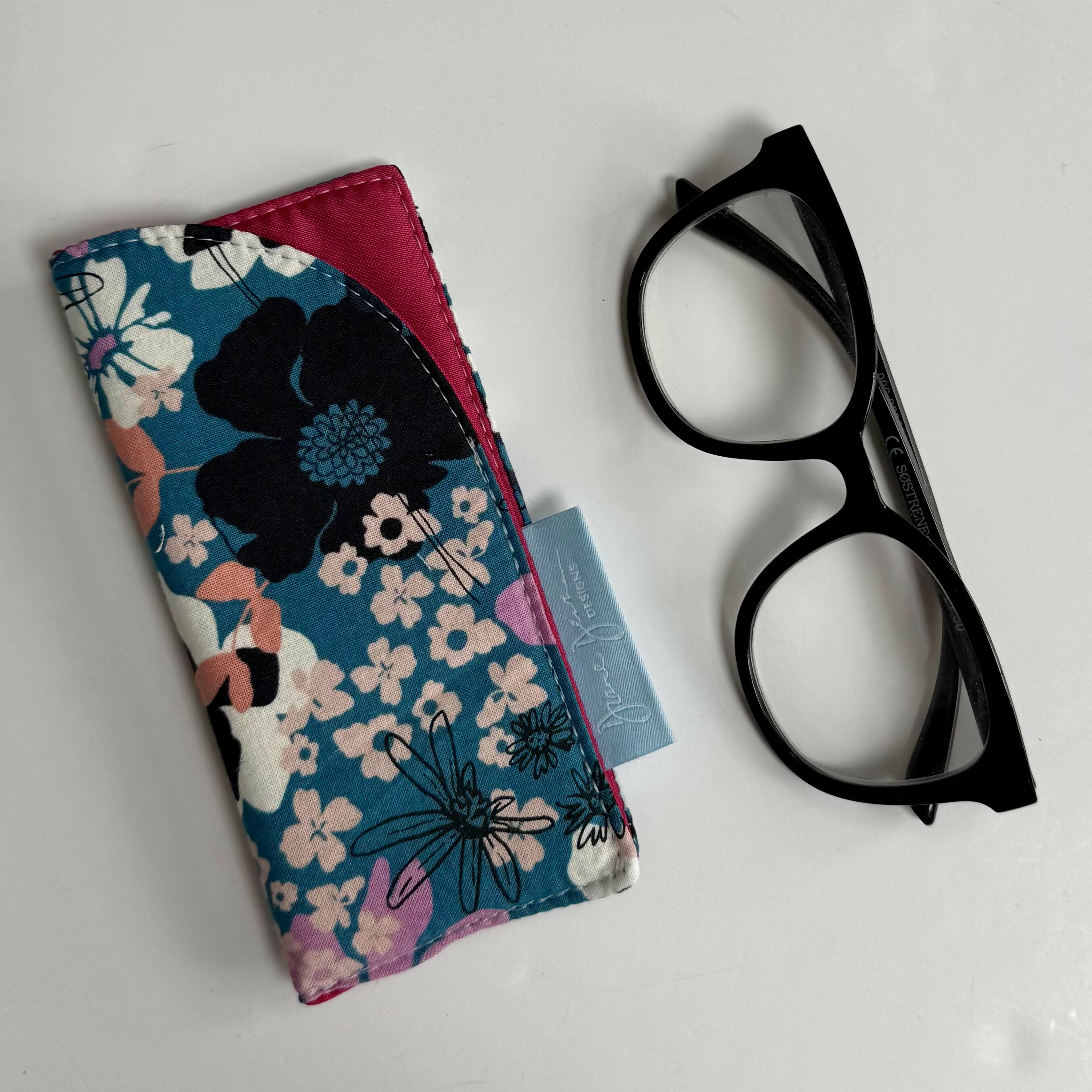 Slip In Glasses Case - Teal Floral